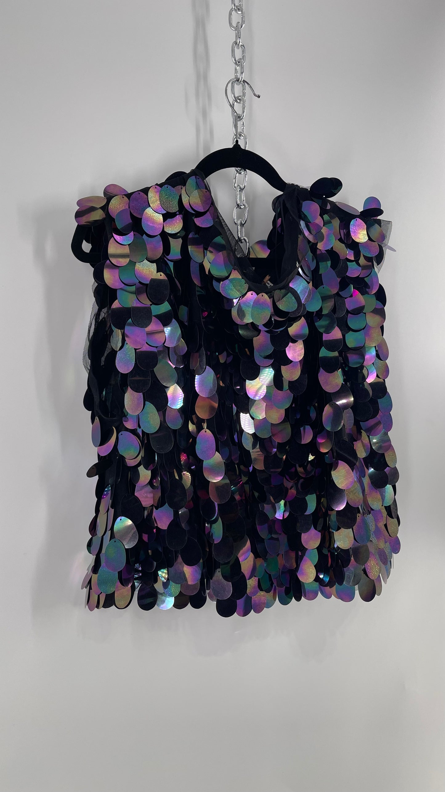 Free People Oversized Iridescent Purple/Indigo Color Changing Sequins (XS)