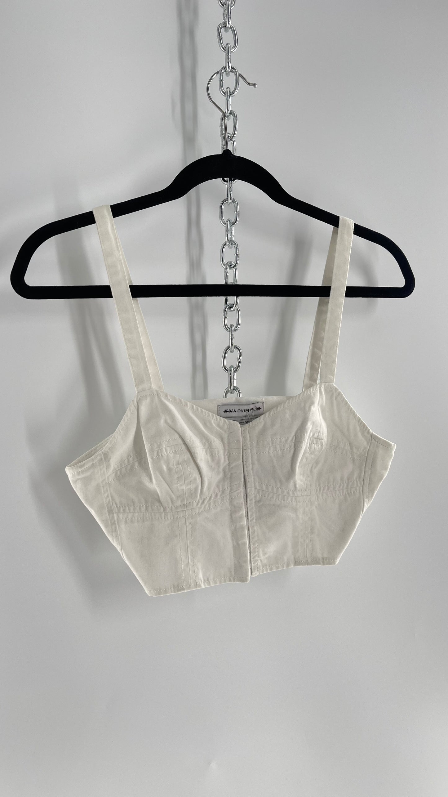 Urban Outfitters White Denim Eyelet Closure Corset Front (M)