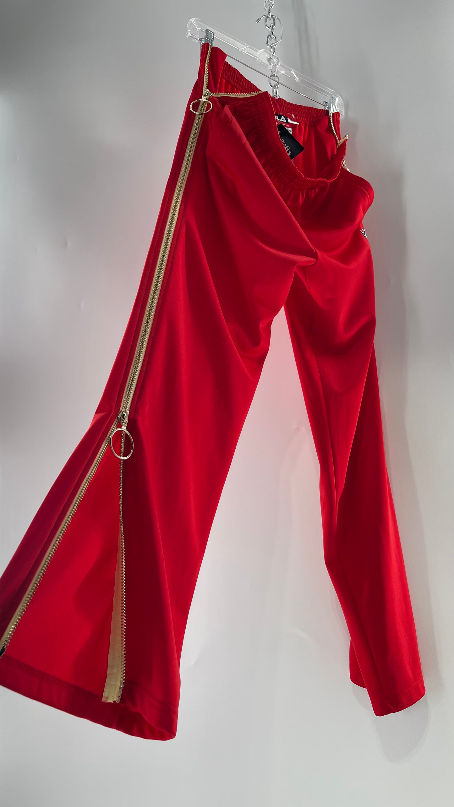 FILS X Pierre Cardin Red Complete Zip Side Wide Leg Athleisure Pant (Medium)