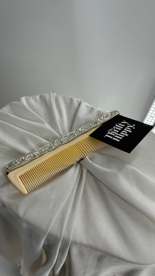 Vintage Metal Embossed Hair Comb