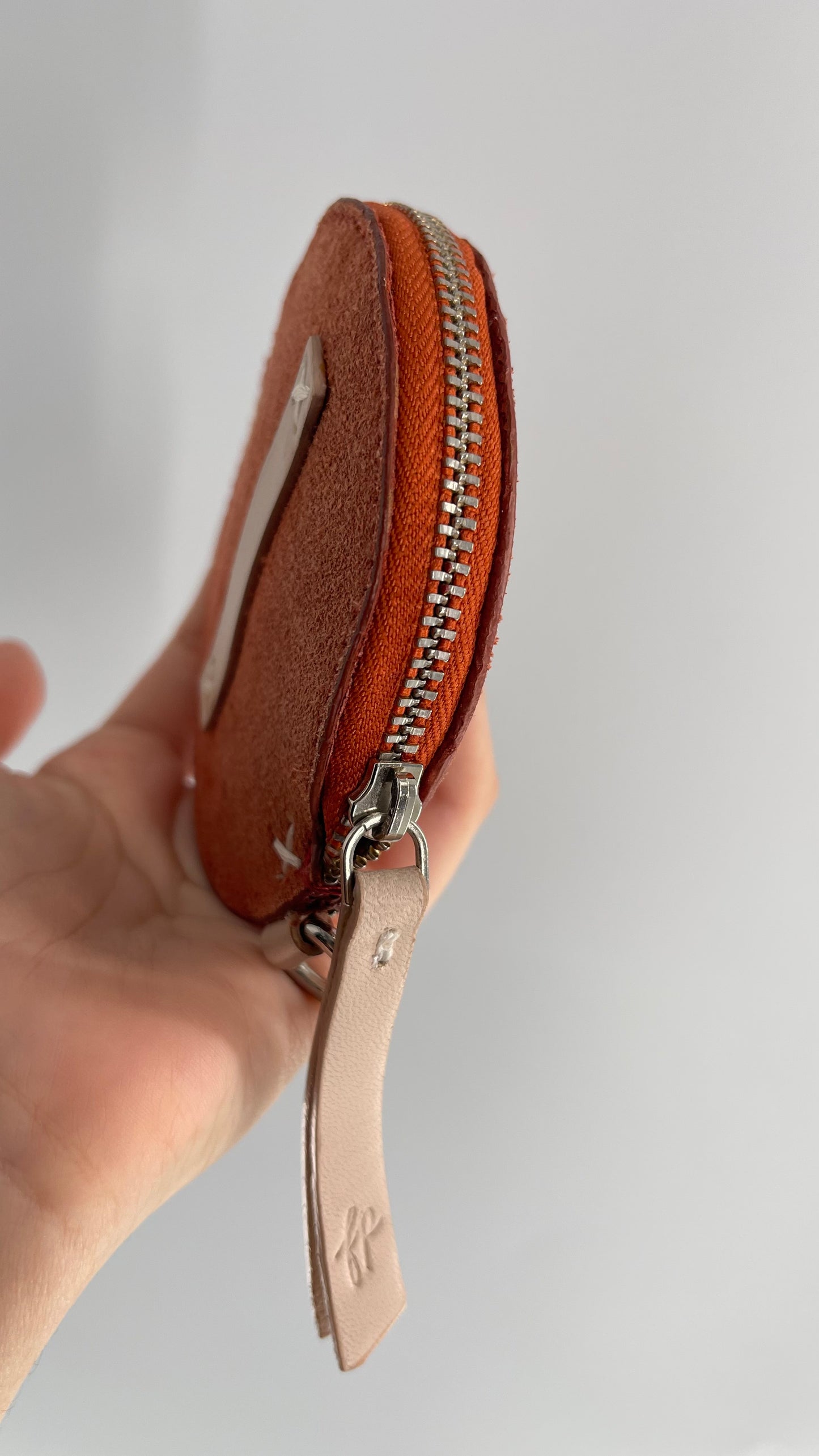 Free People Orange Suede Leather Round Belt Coin Pouch