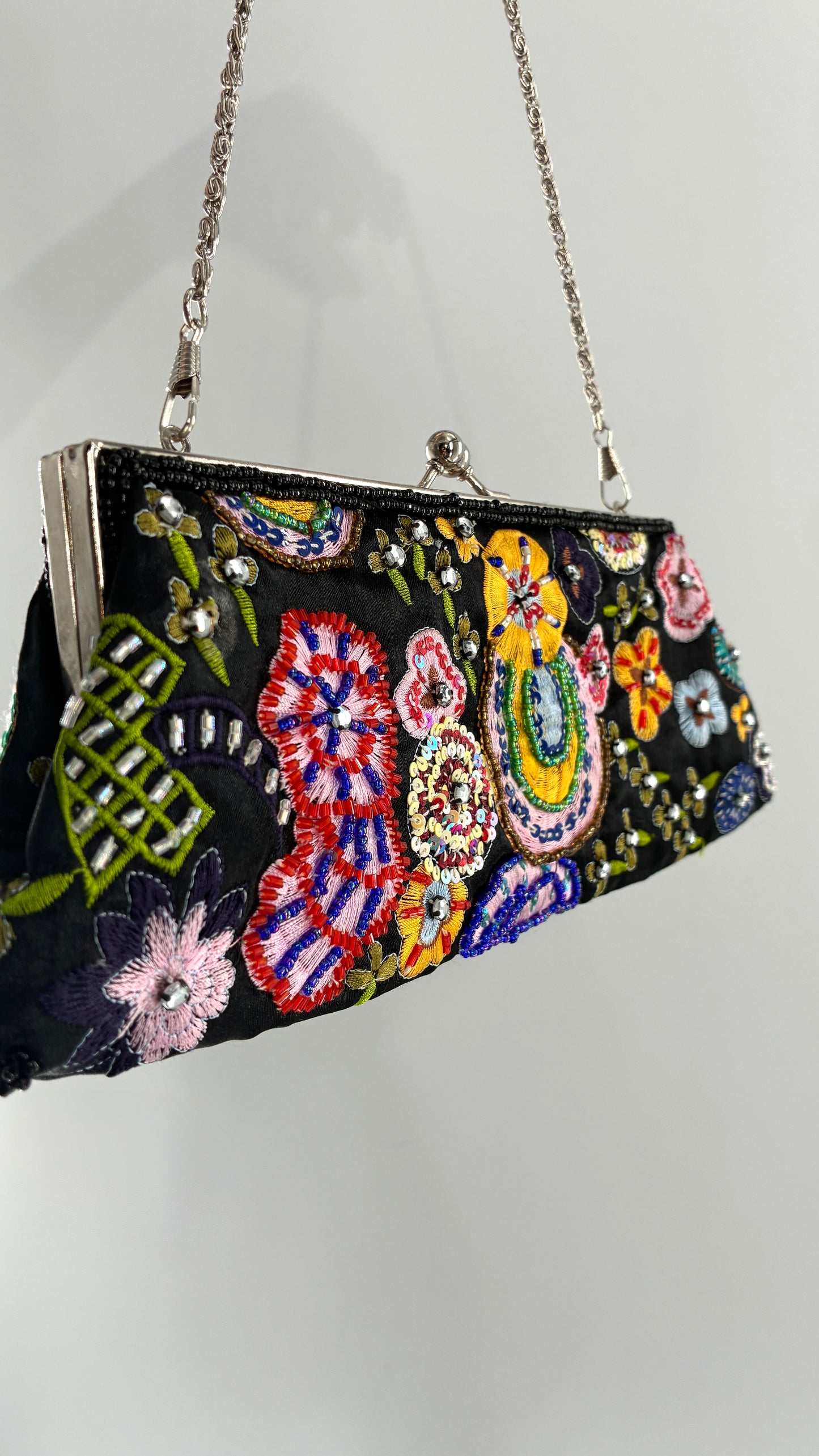 Vintage 1990s New York & Company Black Beaded Bag