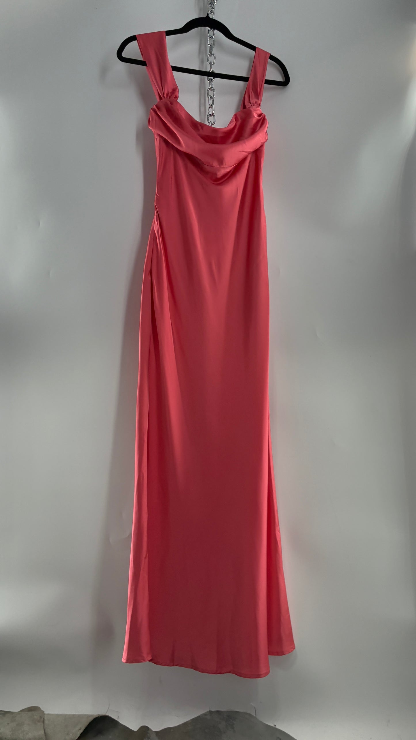BEGINNINGS Coral Pink Gown with Draped Bust and Tags Attached  (6)