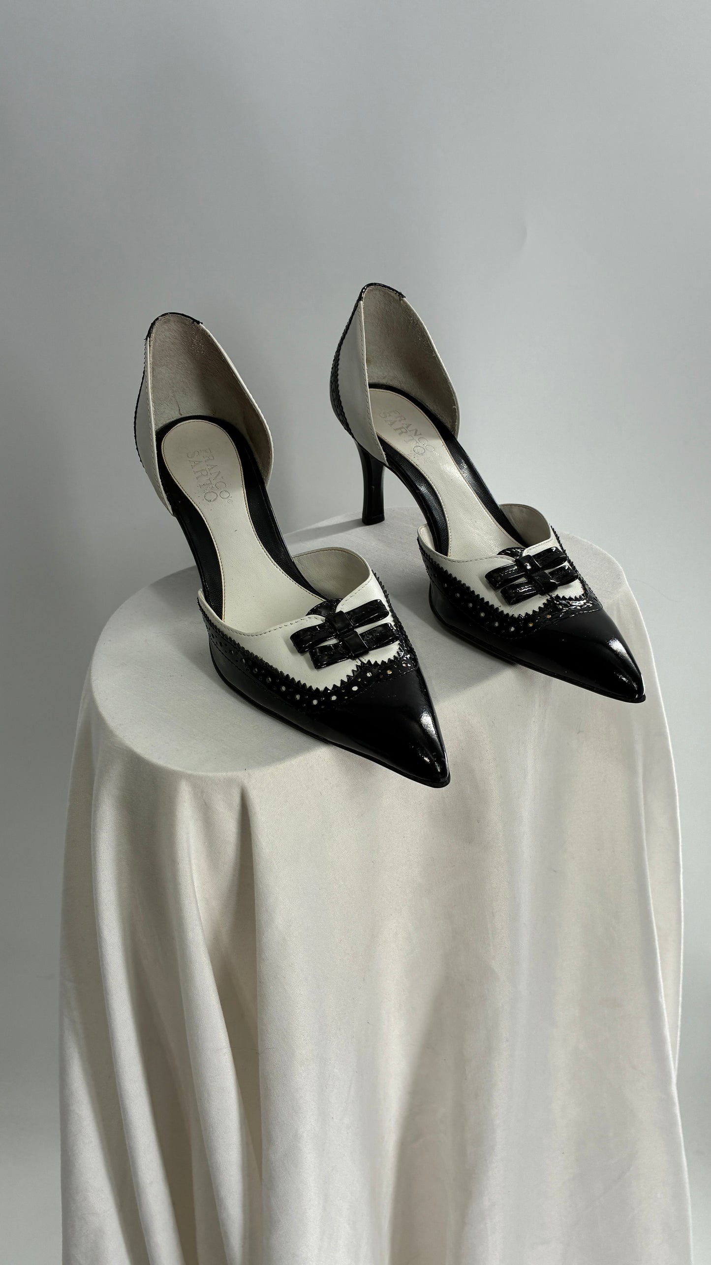 Vintage Franco Sarto Black and White Pointed Toe Tuxedo Heel (8)