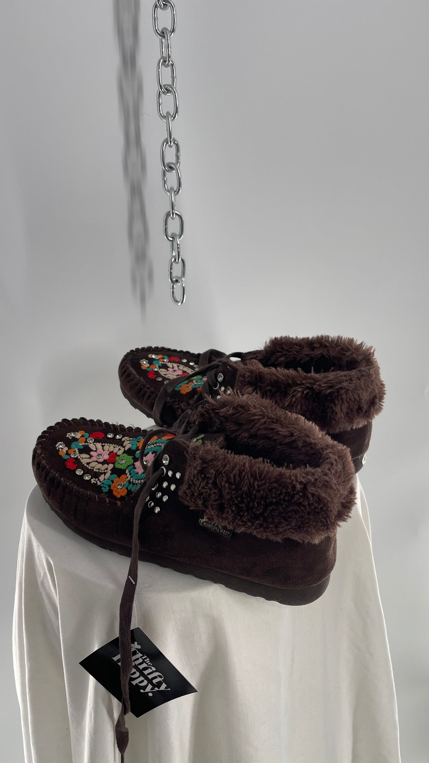 Embroidered Faux Suede & Fur Studs+ Rhinestone Moccasins (8)