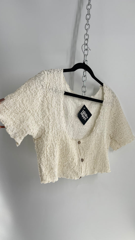 Free People Textured Off White Crop(Large)