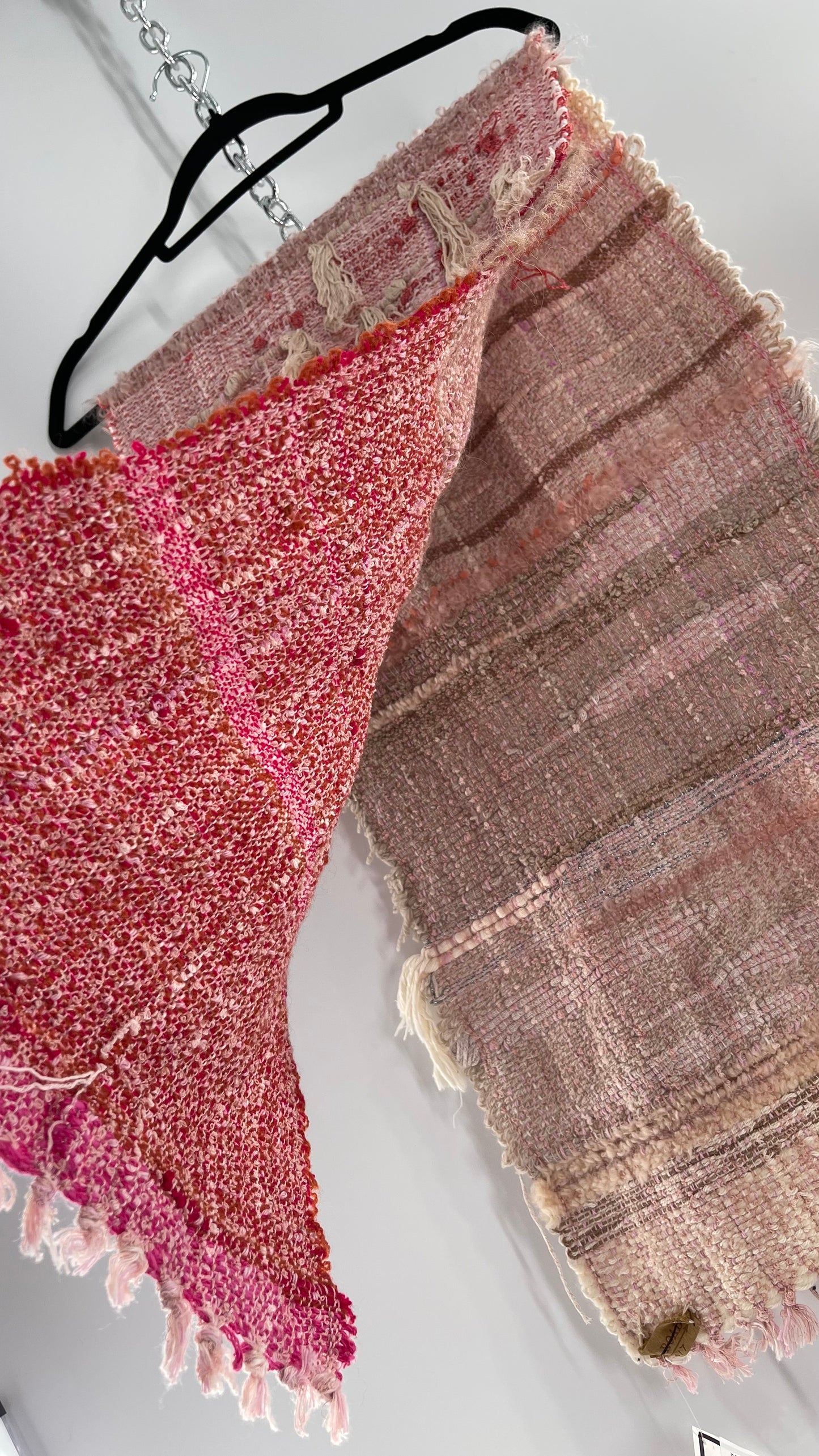 Anthropologie ALL ROADS Pink and Red Hand Knit Scarf