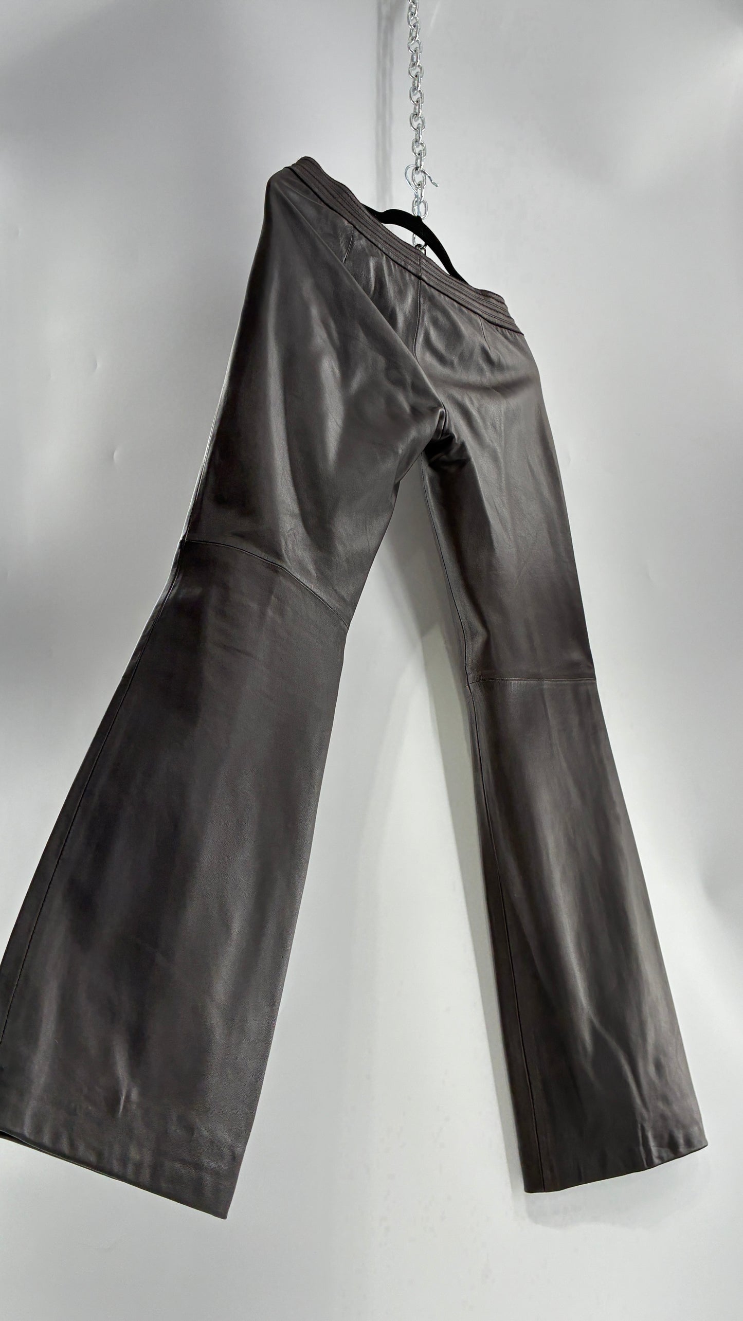 Vintage ETCETERA Deep Brown Low Waisted Embroidered, Side Closure Pants with Bootcut Hem (4)
