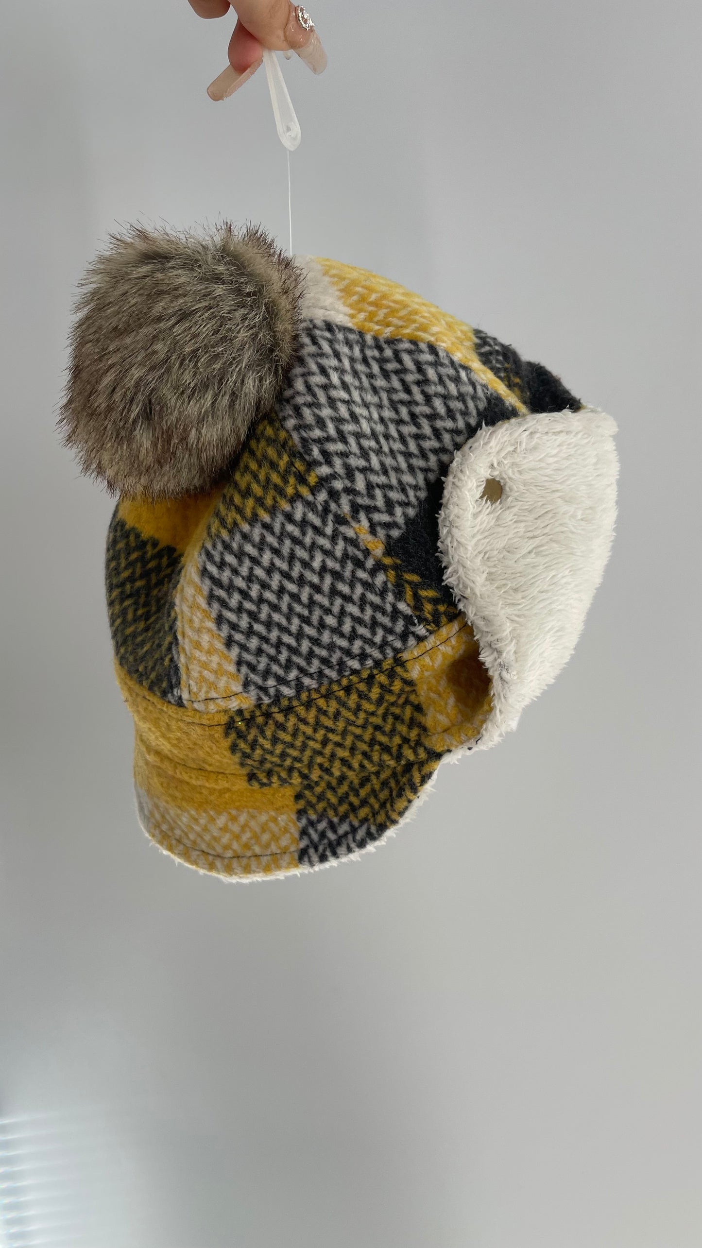 Urban Outfitters Yellow/Gray Sherpa Hat