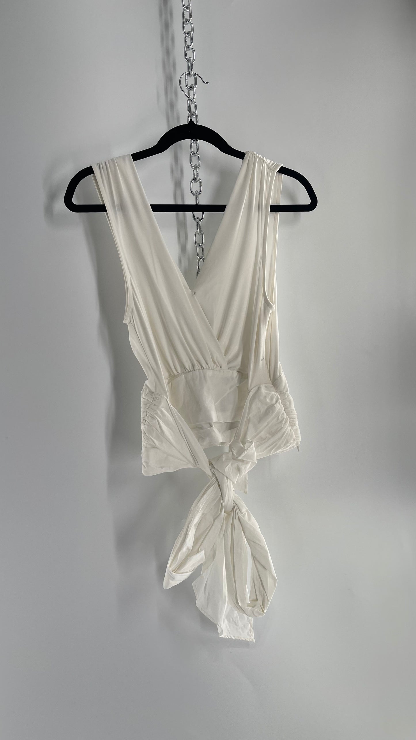 Sunday in Brooklyn Anthropologie White Wrap Around Tie Up Tank (Medium)