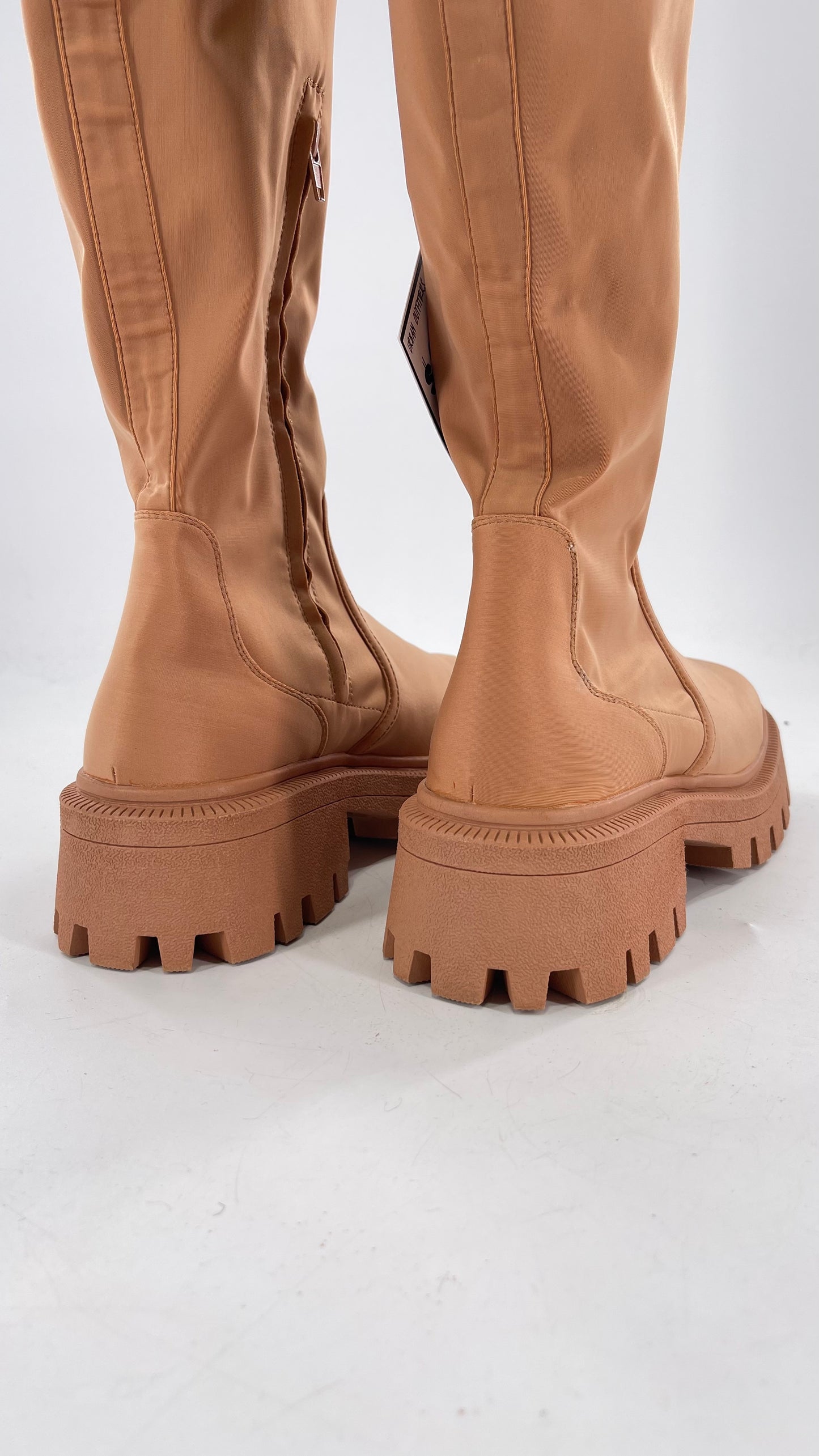 Urban Outfitters Tan Knee High Square Toe Sock Boot (8)