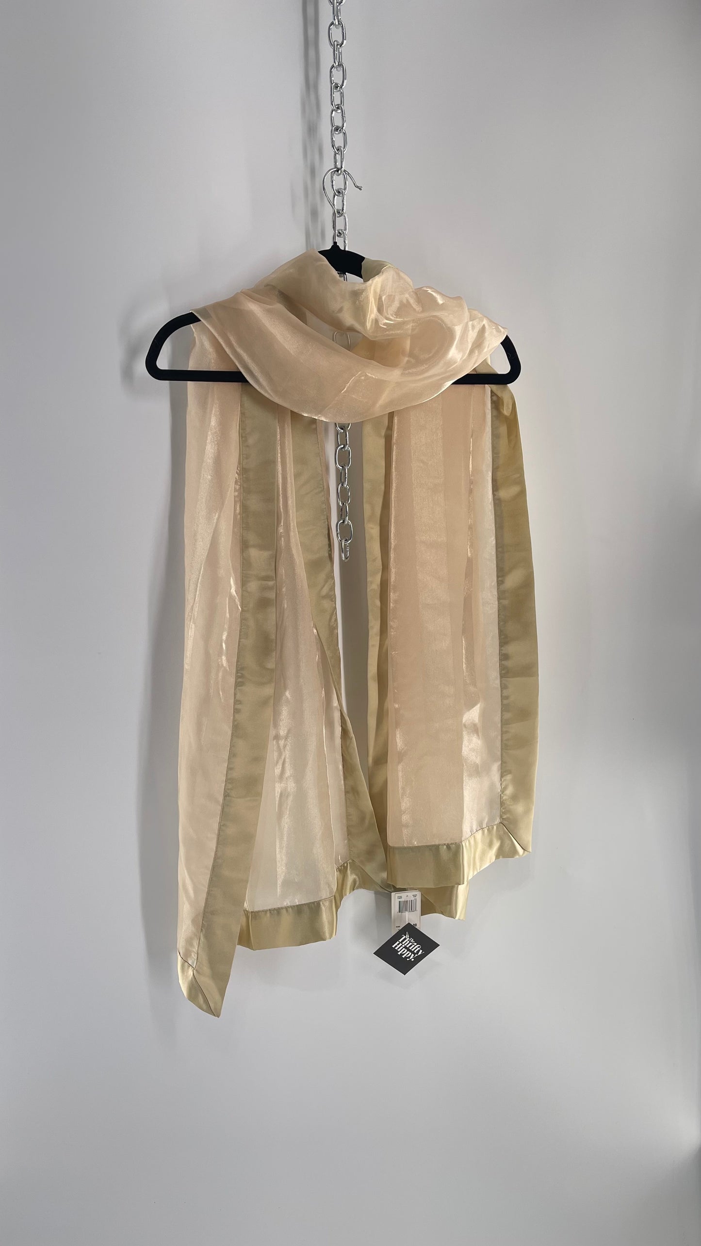 Deadstock Vintage Gold Voile Scarf with Tags Attached