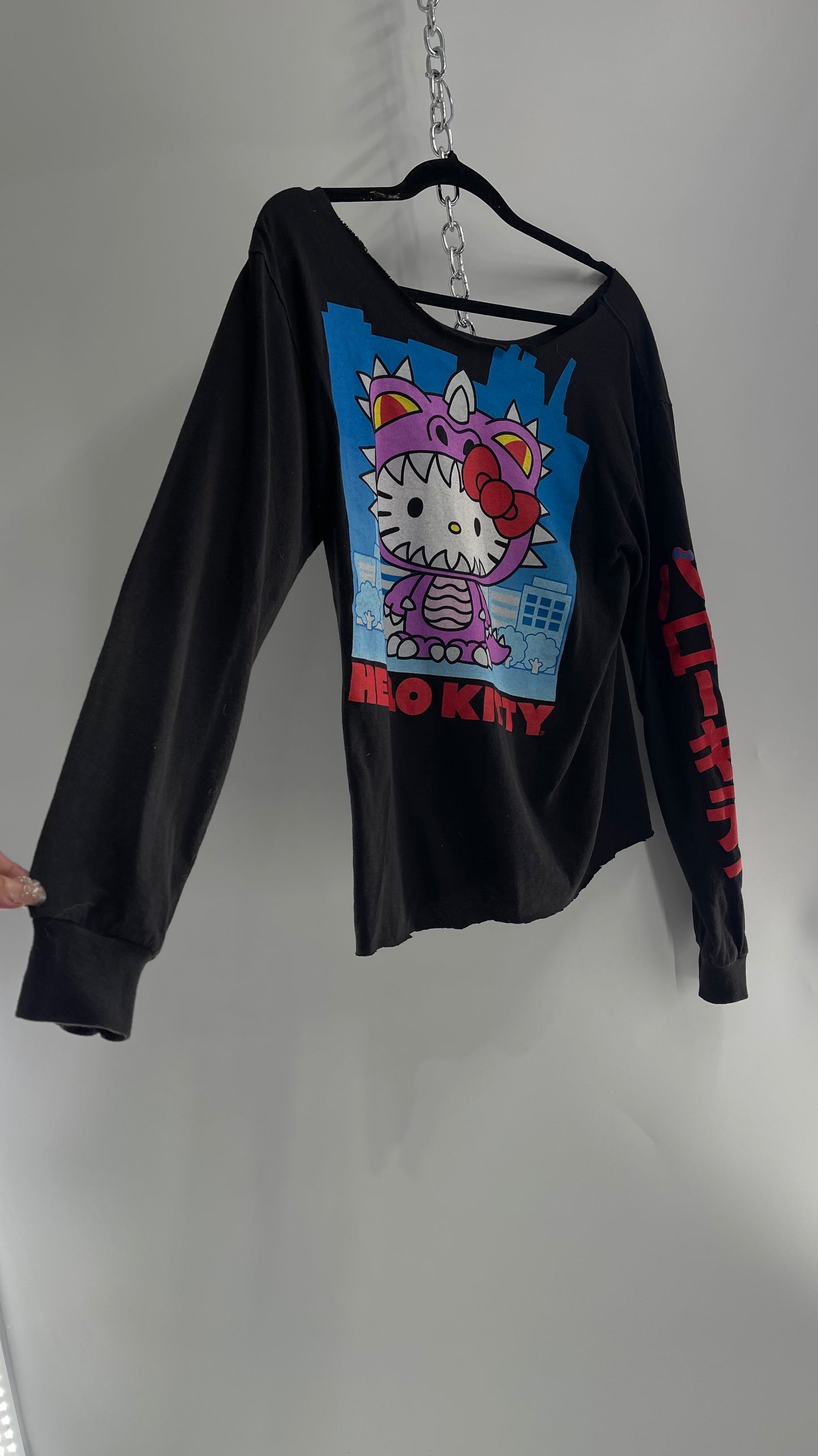 Vintage Hello Kitty Long Sleeve with Cut Slouchy Neckline (S/M)