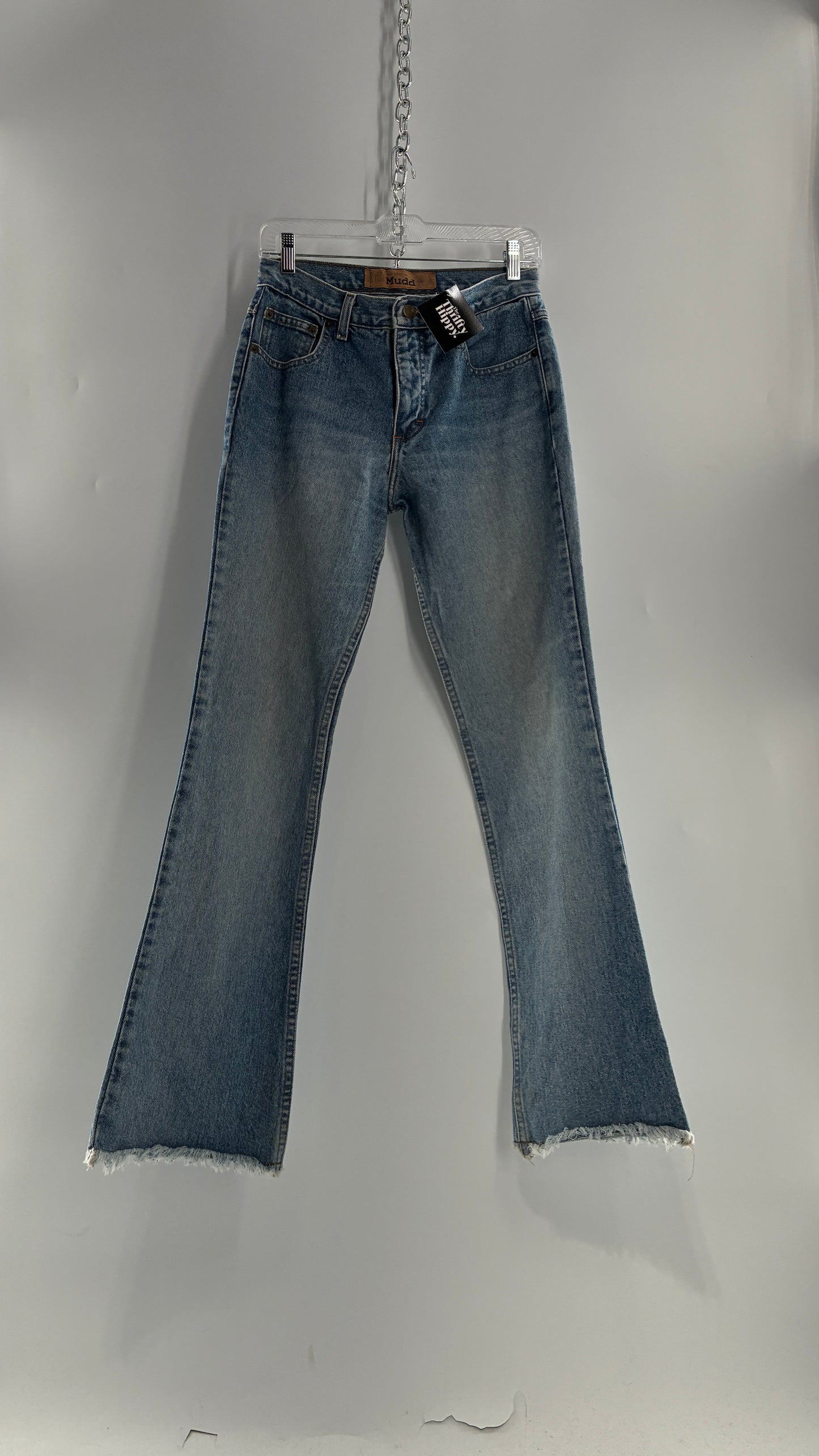 Vintage MUDD Light Wash Kick Flare Jeans with Oversized Jacron (7)