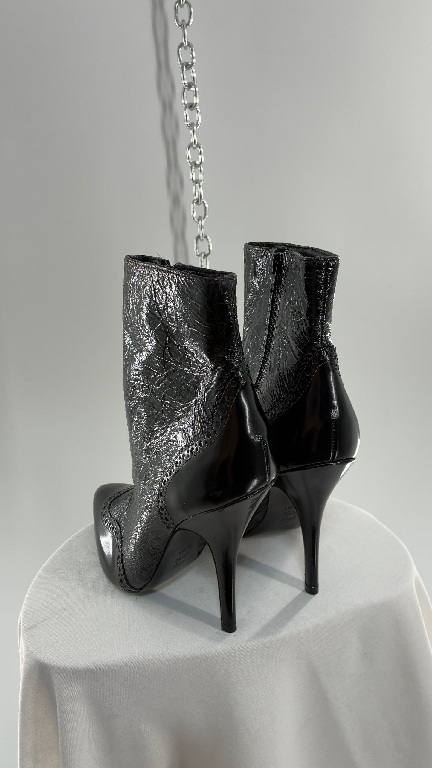 Vintage TORY BURCH Black Patent Leather Stiletto Boots  (9.5)