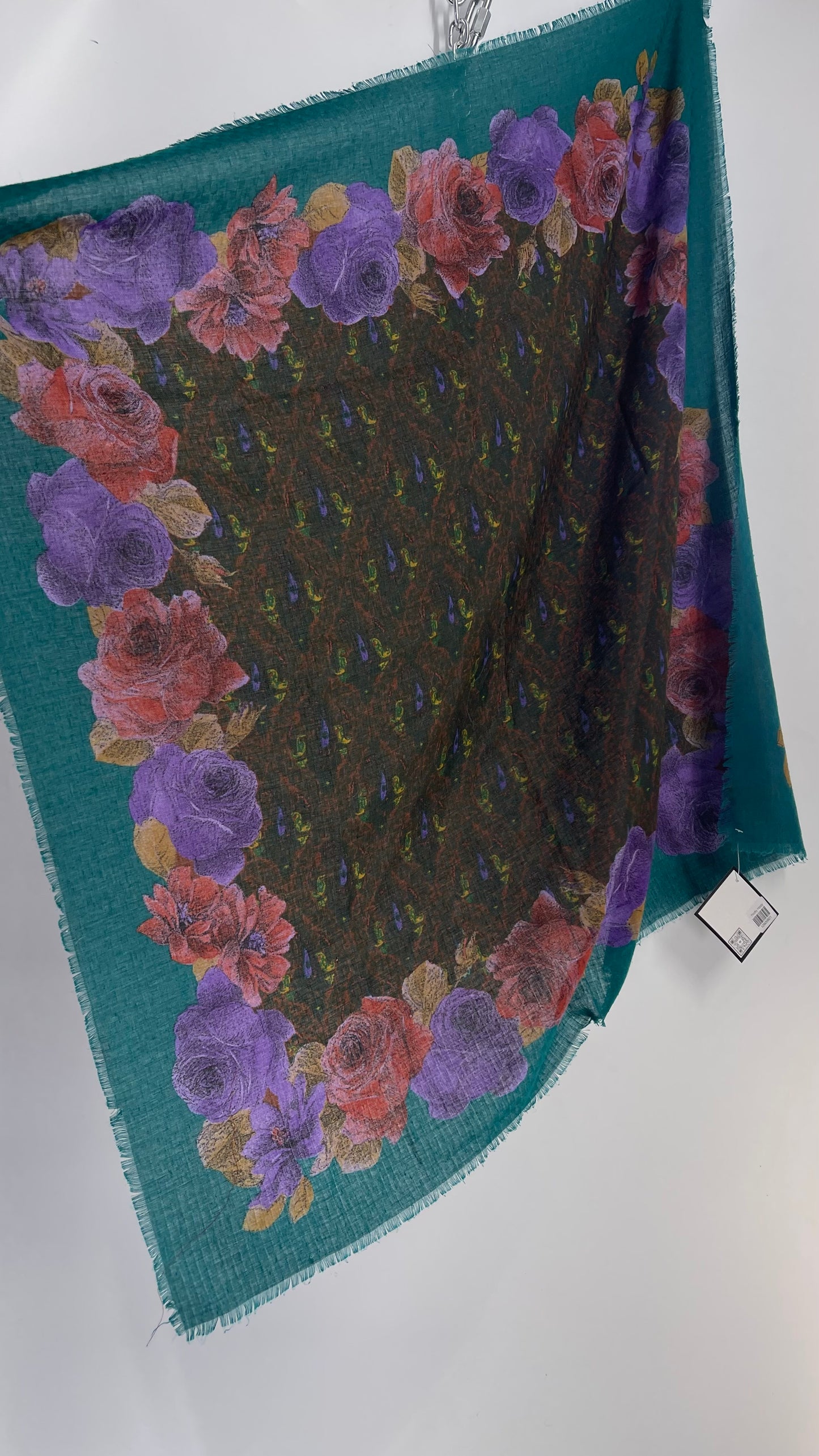 Vintage Jewel Tone Floral Scarf