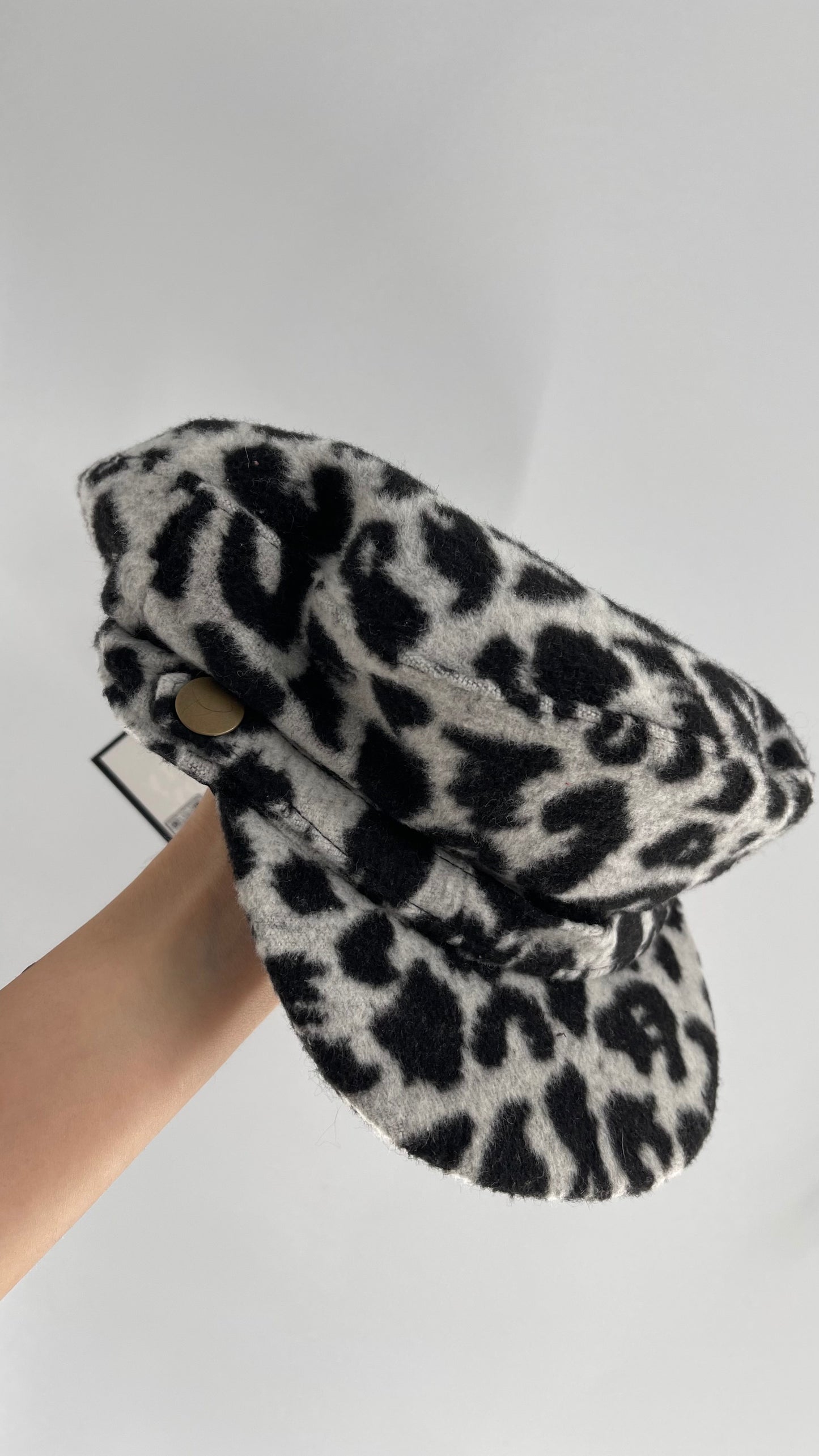 Leopard Paperboy Rocker Cap with Tags Attached