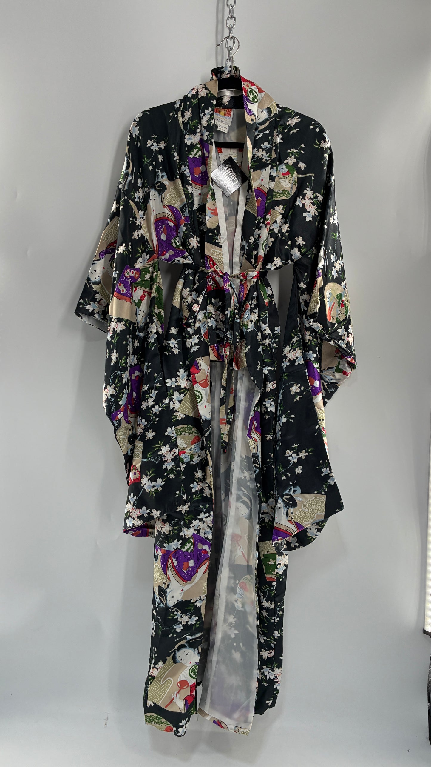 Deadstock Vintage Japanese Style Drape Sleeve Duster Robe/Kimono with Tags Attached (One Size)