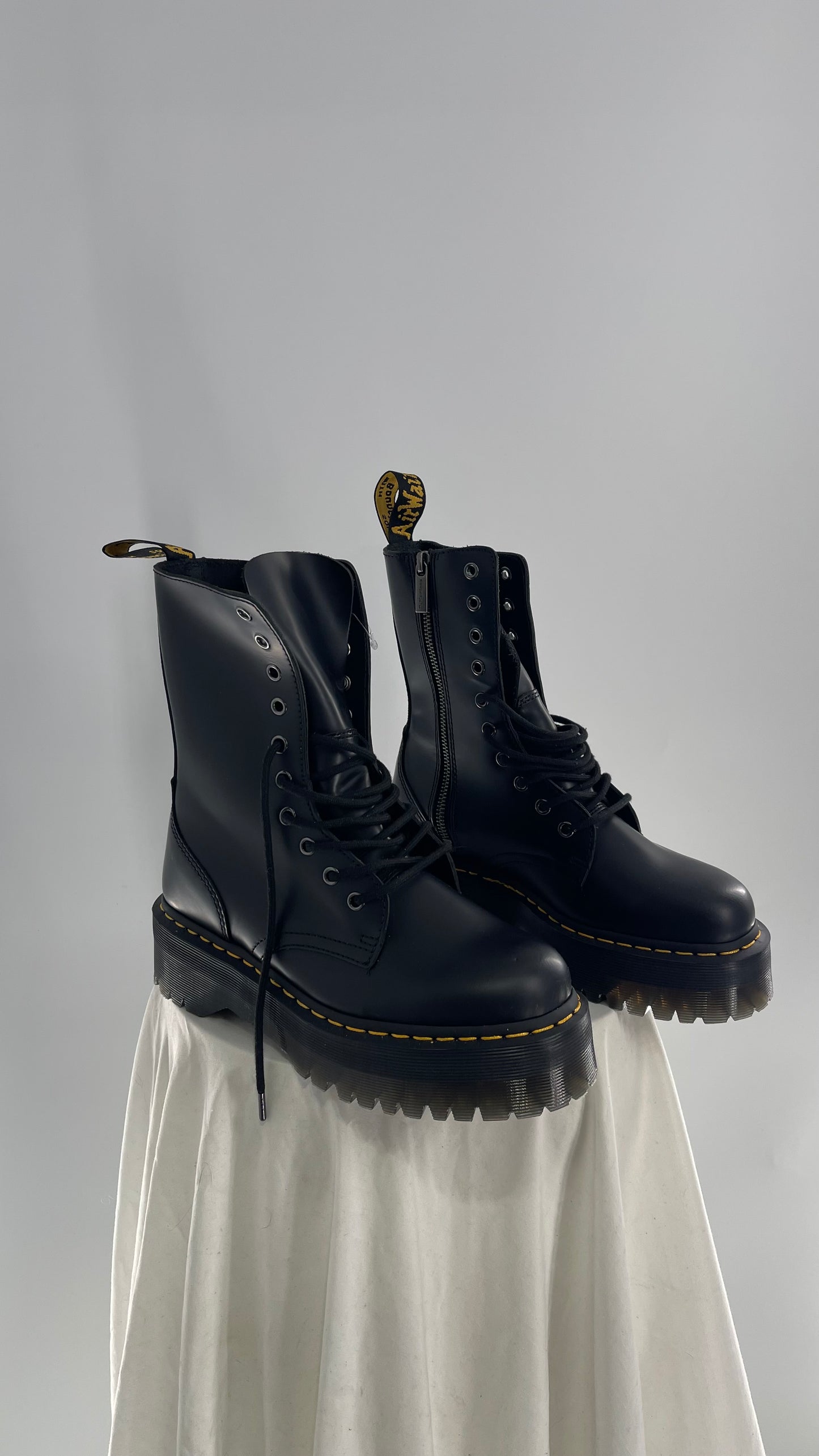 Doc Martens JADON HI Black Patent Leather Platform Boots (8)