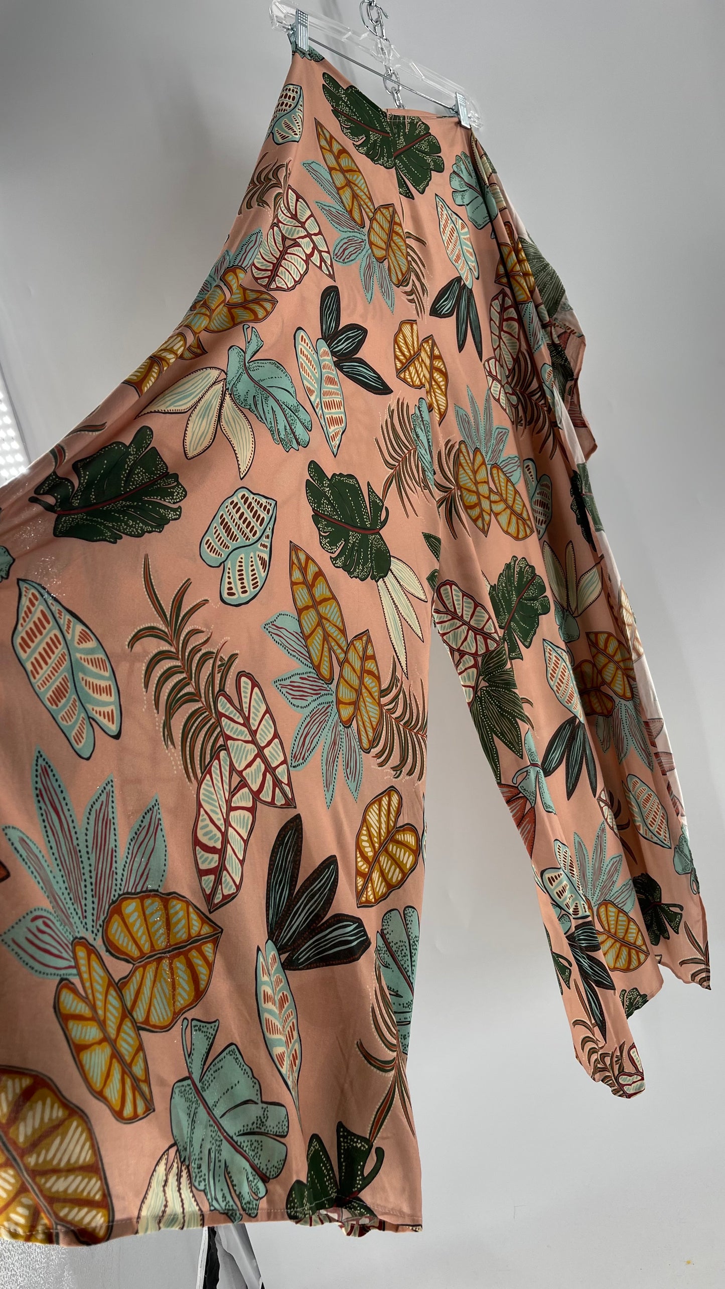 Handmade 9 in 1 Pink Jumpsuit Covered in Tropical Doodle Leaf Design (One Size) •AS SEEN ON TIKTOK•