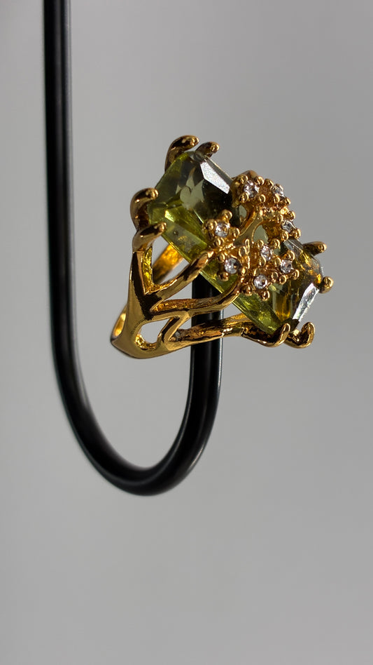 Gold Ring with Green Stone (Size 7)