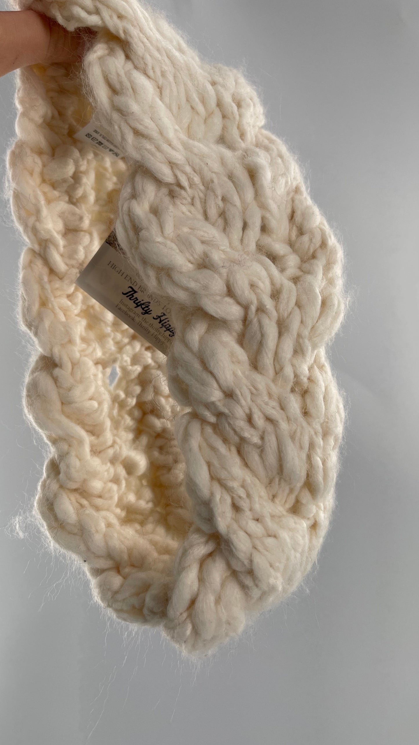Cream Knit Braided Yarn Headband