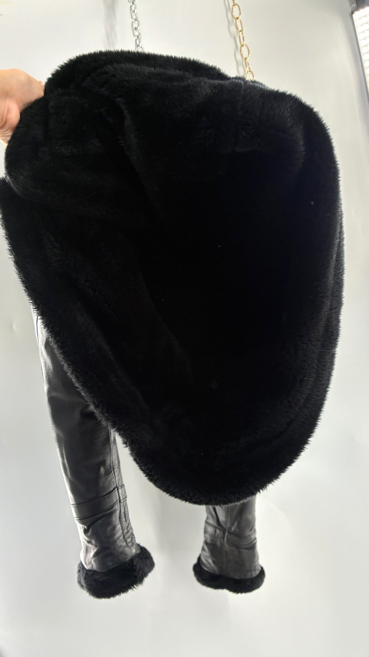 Vintage TANNERS AVENUE Black Genuine Leather Jacket with High Neck and Hood (Medium)