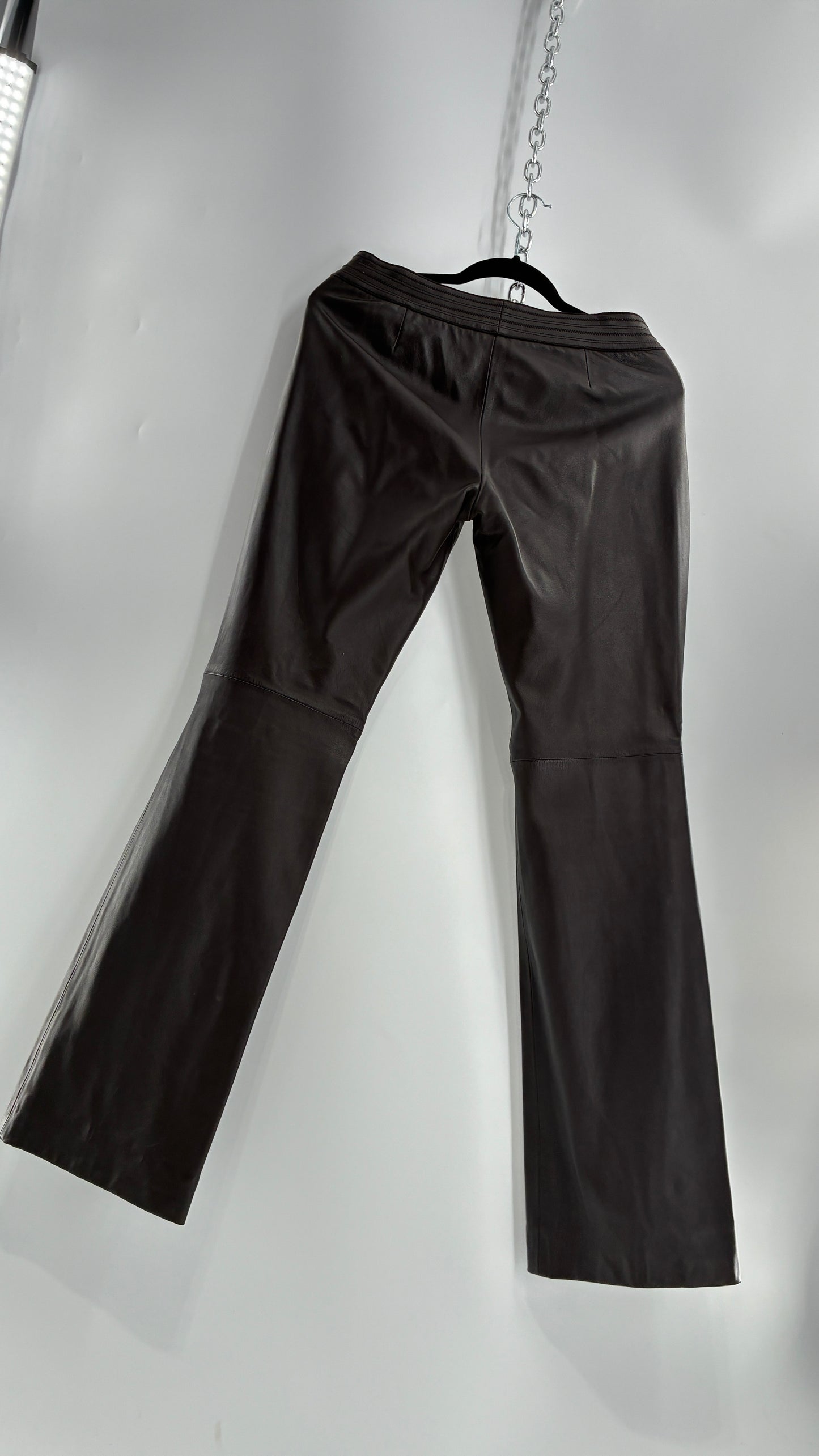 Vintage ETCETERA Deep Brown Low Waisted Embroidered, Side Closure Pants with Bootcut Hem (4)