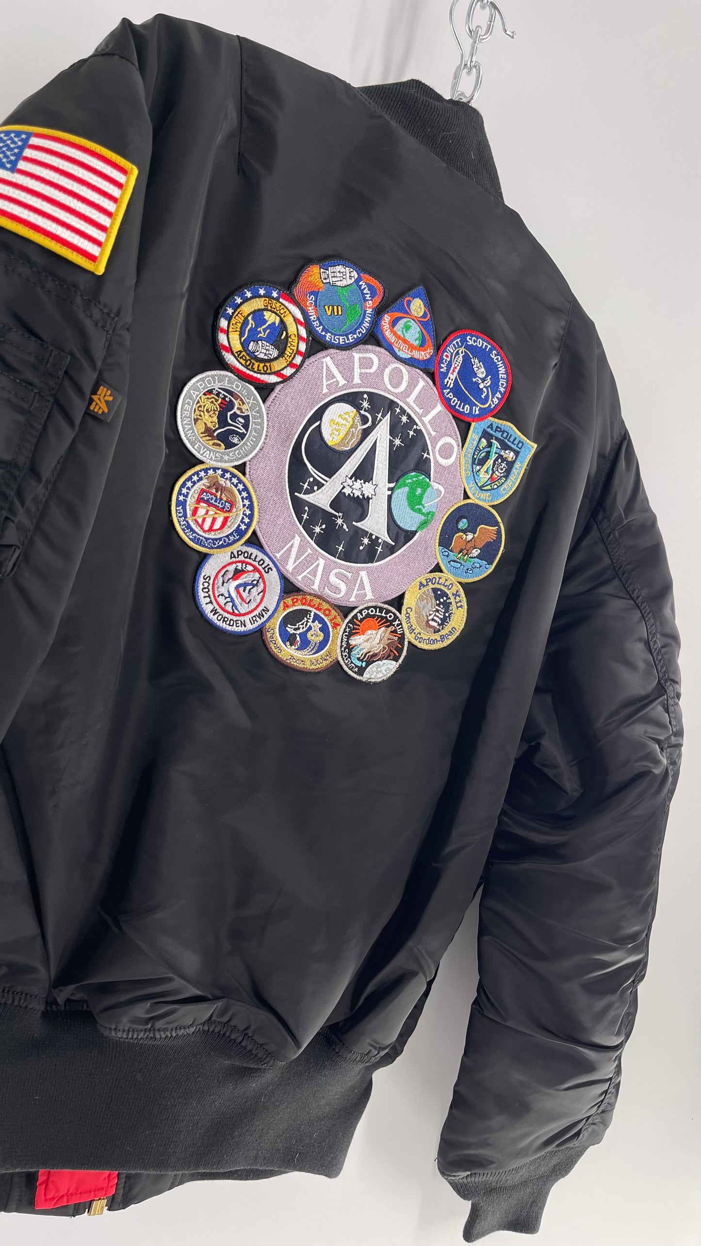 NASA Black Bomber Jacket with Tons of Patches Never Worn with Tags (XXL)