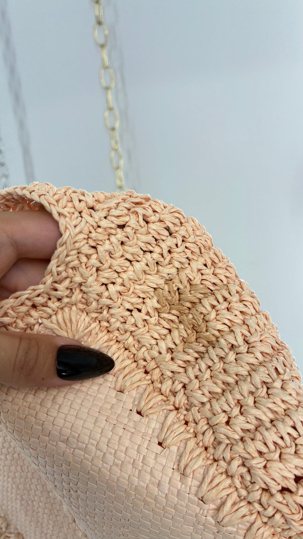 Vintage LIZ CLAIBORNE Natural Woven Shoulder Bag With Textured Border and Matching Sun Hat
