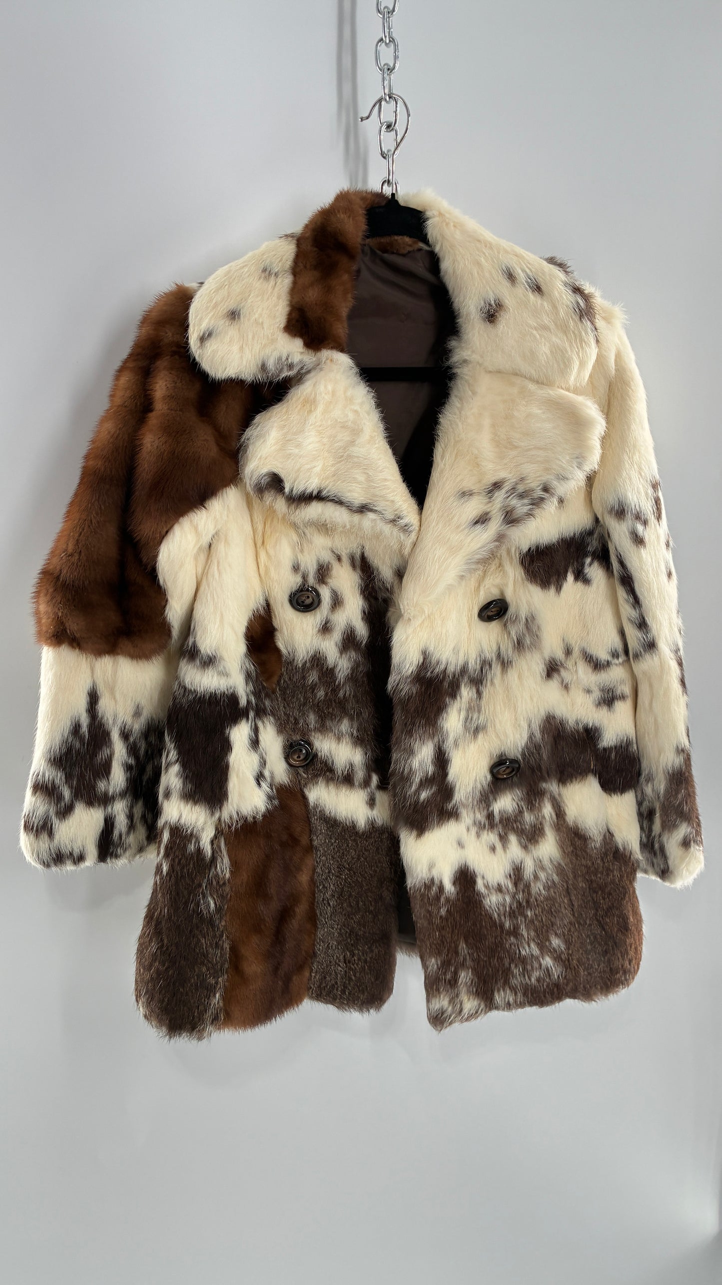 Vintage No Tags Handmade Patchwork Genuine Fur Coat (Medium)