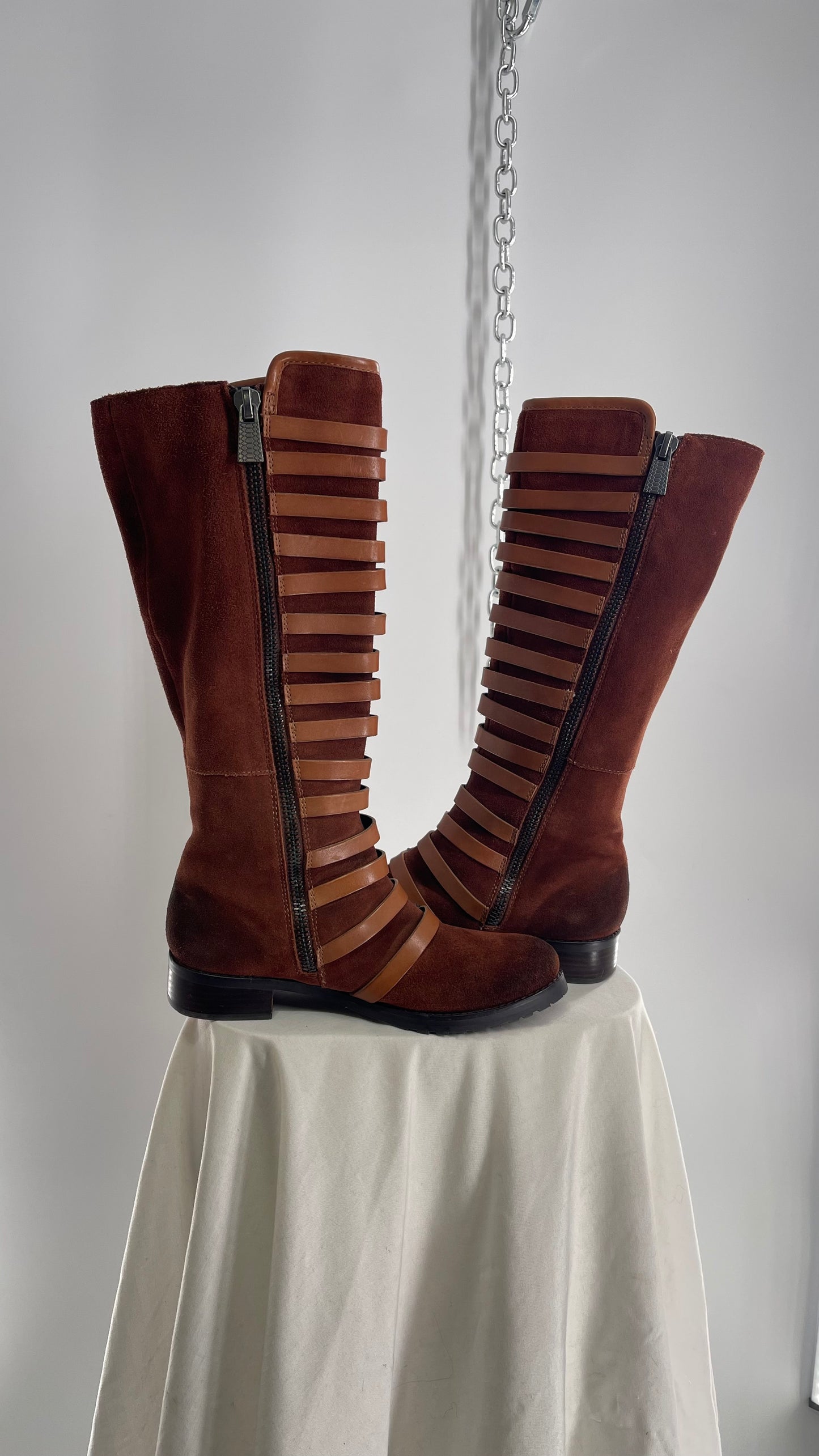 Deadstock Vintage LUXURY REBEL Suede Leather Buckle Boots (36)