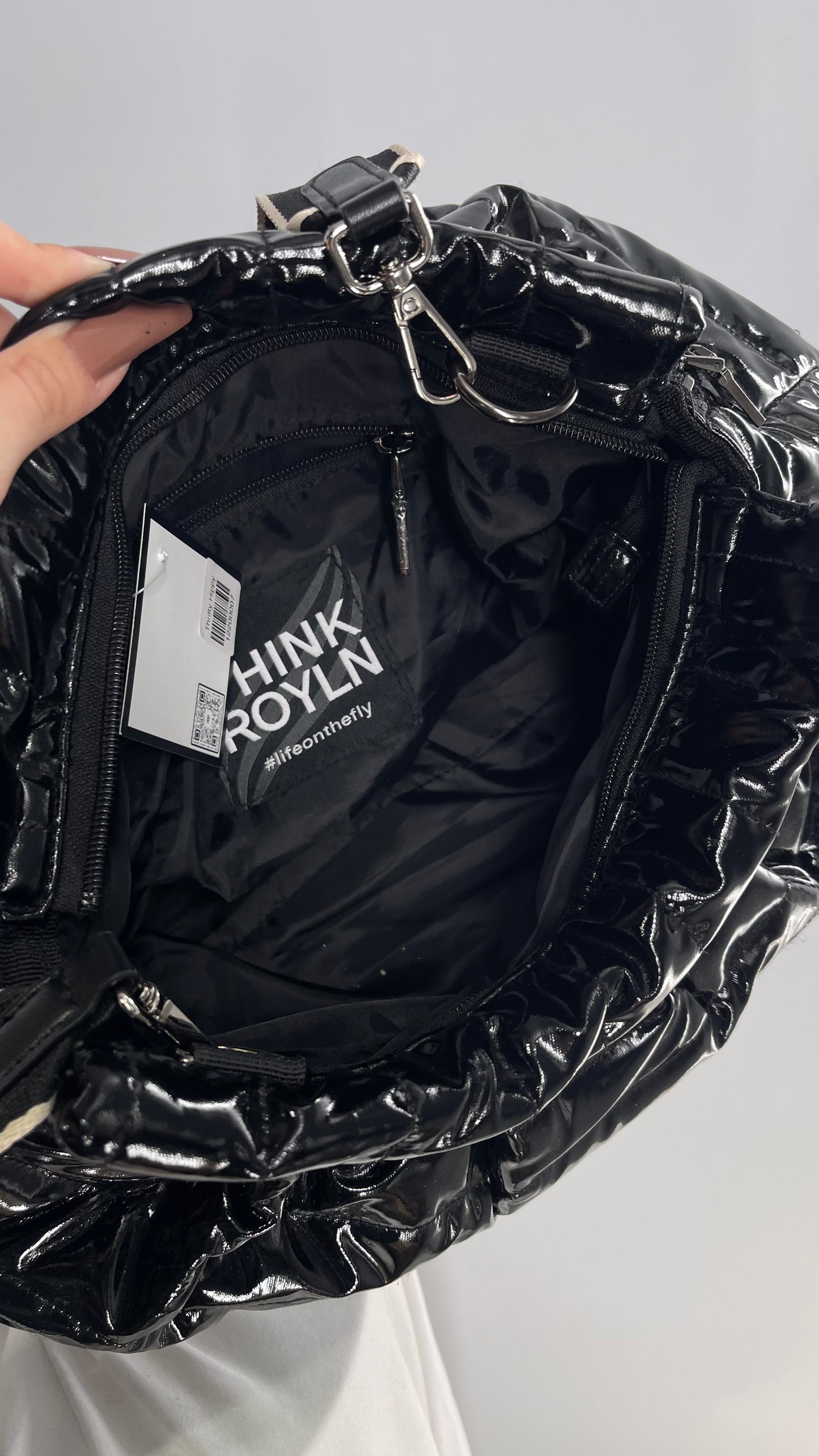 THINK ROYLN Black Puffer Style Bag with Crossbody Strap