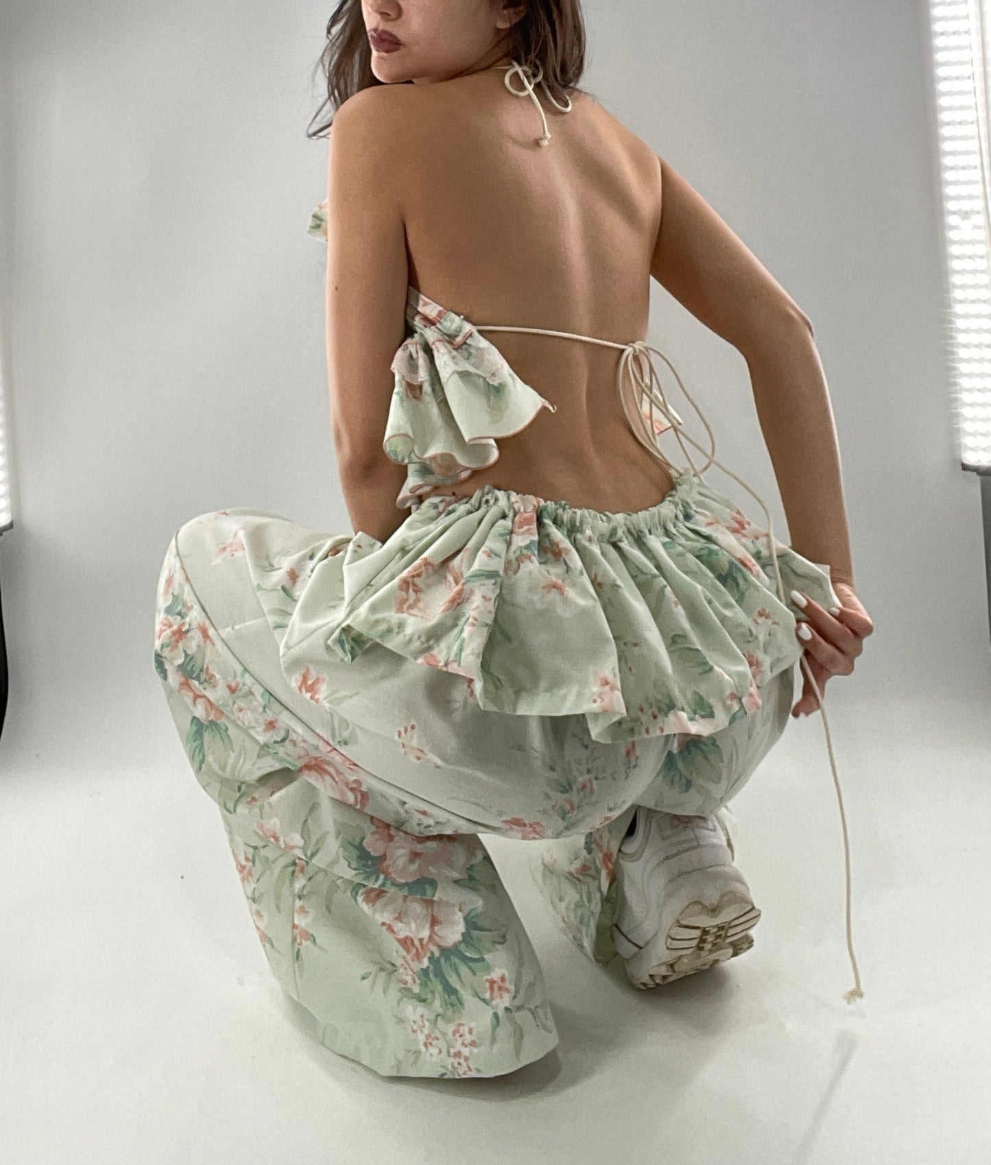Vintage Set Covered in Delicate Dainty Florals, Butterflies, and Ruffles (One Size, Adjustable)