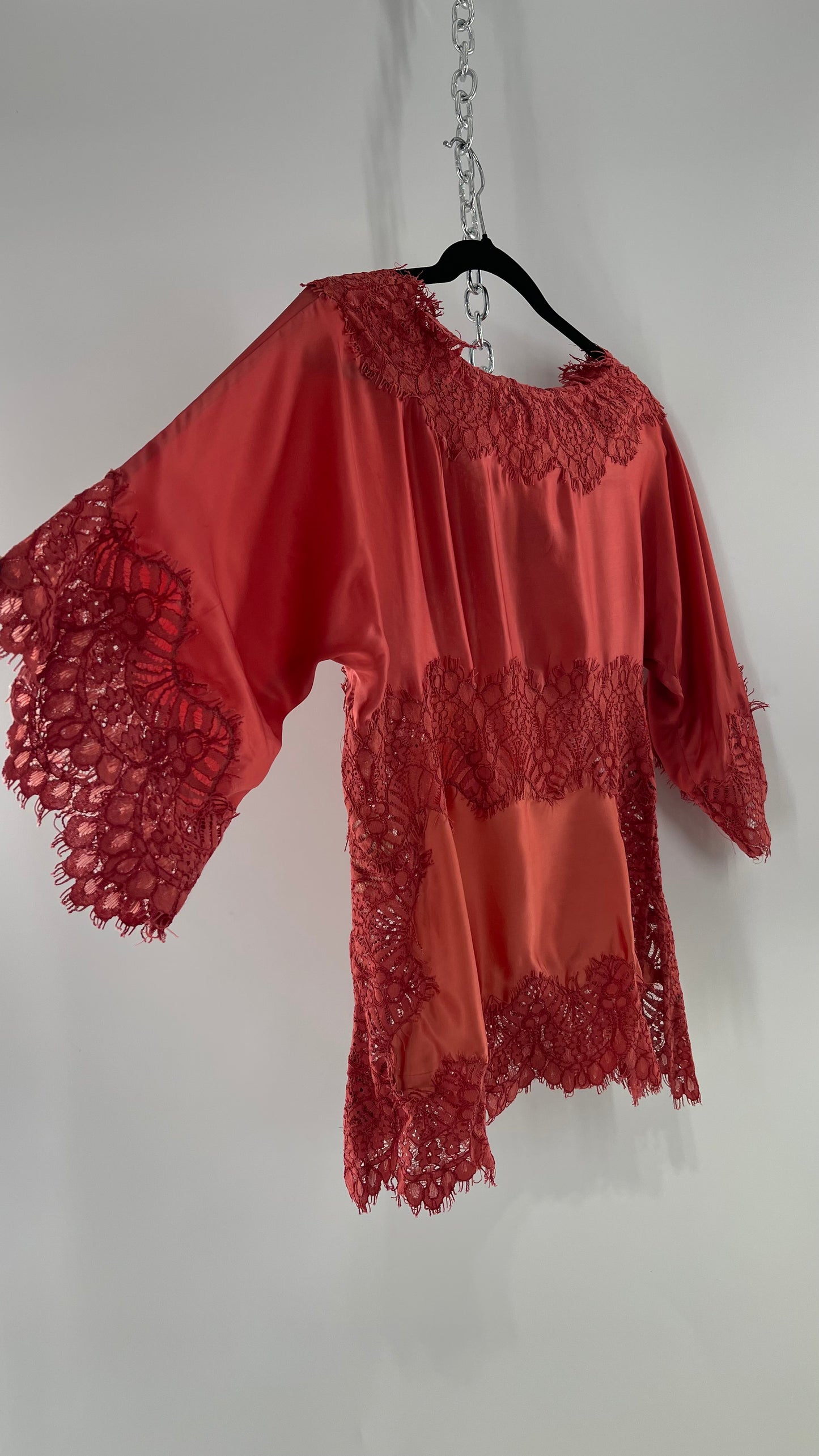 Moulinette Soeurs Vetements Silky Blouse with Thick Scalloped Lace Trim (XS)