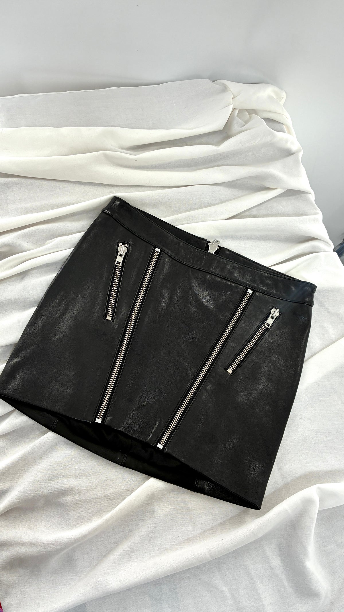 MASON 100% Lambskin Leather Skirt with Zipper Details (0)