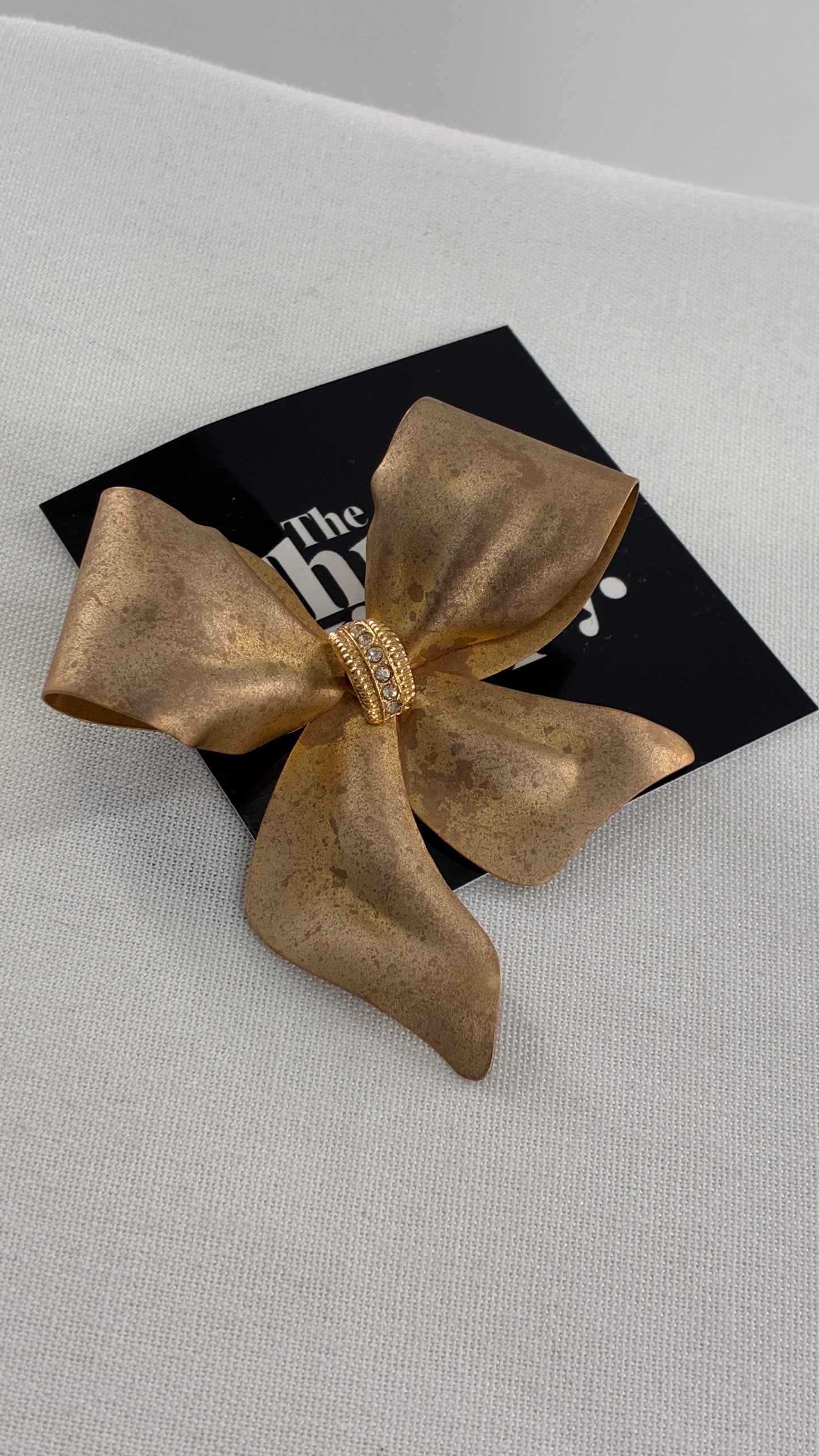 Vintage Oversized Gold Bow Brooch Pin