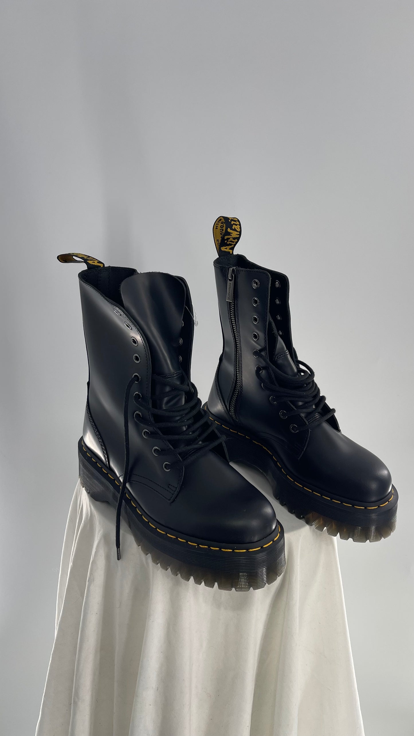 Doc Martens JADON HI Black Patent Leather Platform Boots (8)