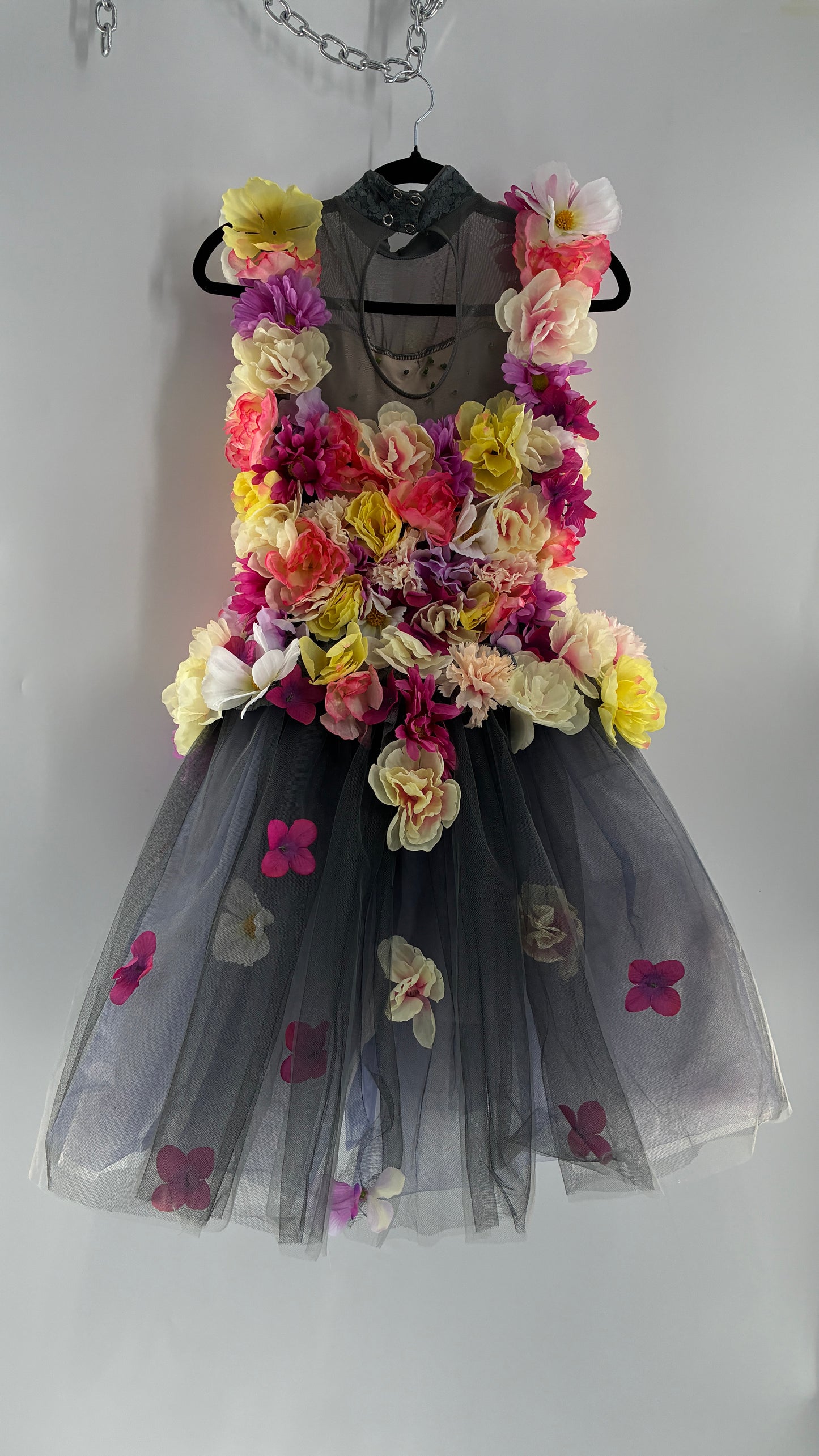Floral Appliqué Abstract Display Mini Dress (S/M)