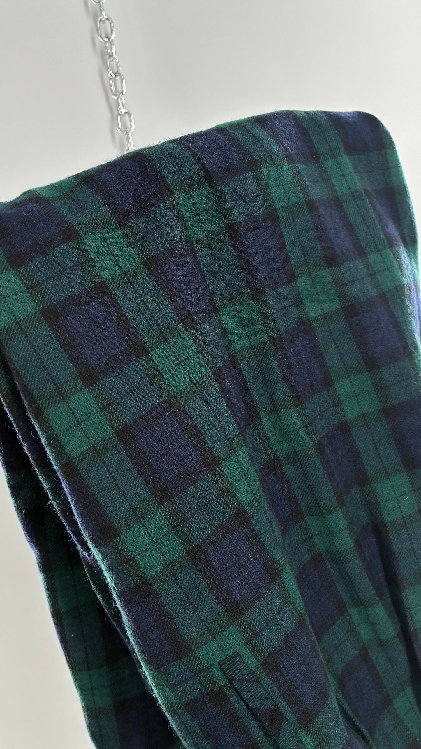 Vintage Collectible Gold by GIORGIO SANT’ANGELO 100% Wool Plaid Navy and Green Trouser (10)