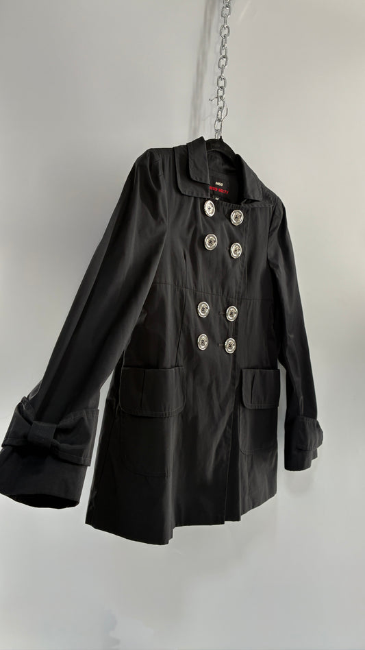 Vintage MISS SIXTY Black Jacket with Oversized Silver Buttons (Medium)
