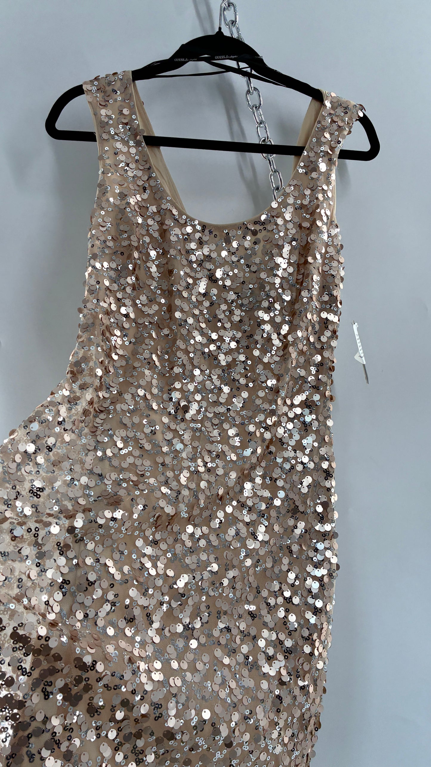 Deadstock Vintage GUESS Champagne Sequin Mini Dress (10)