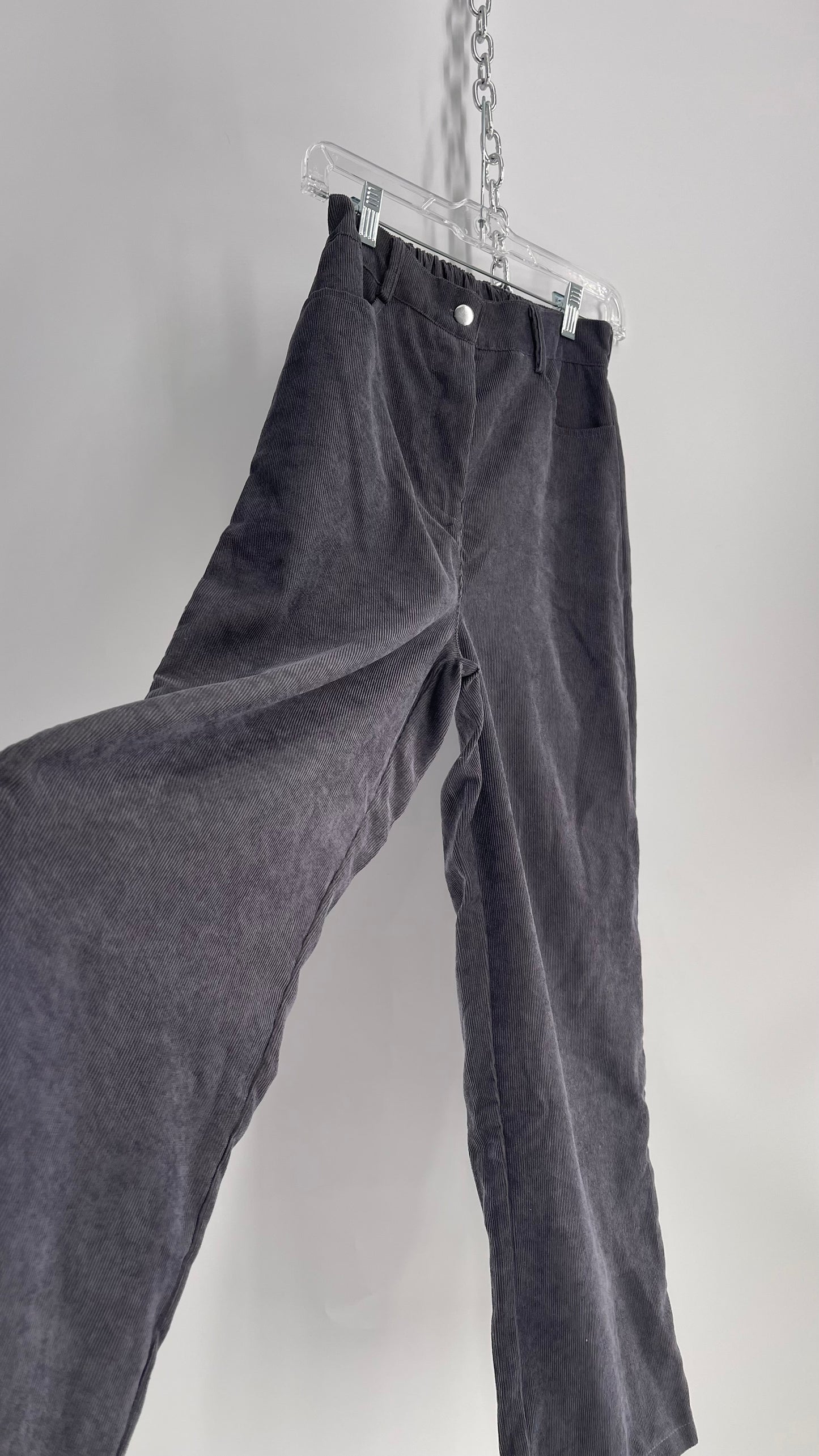 Gray Corduroy Straight Legs with Romwe Tags Attached