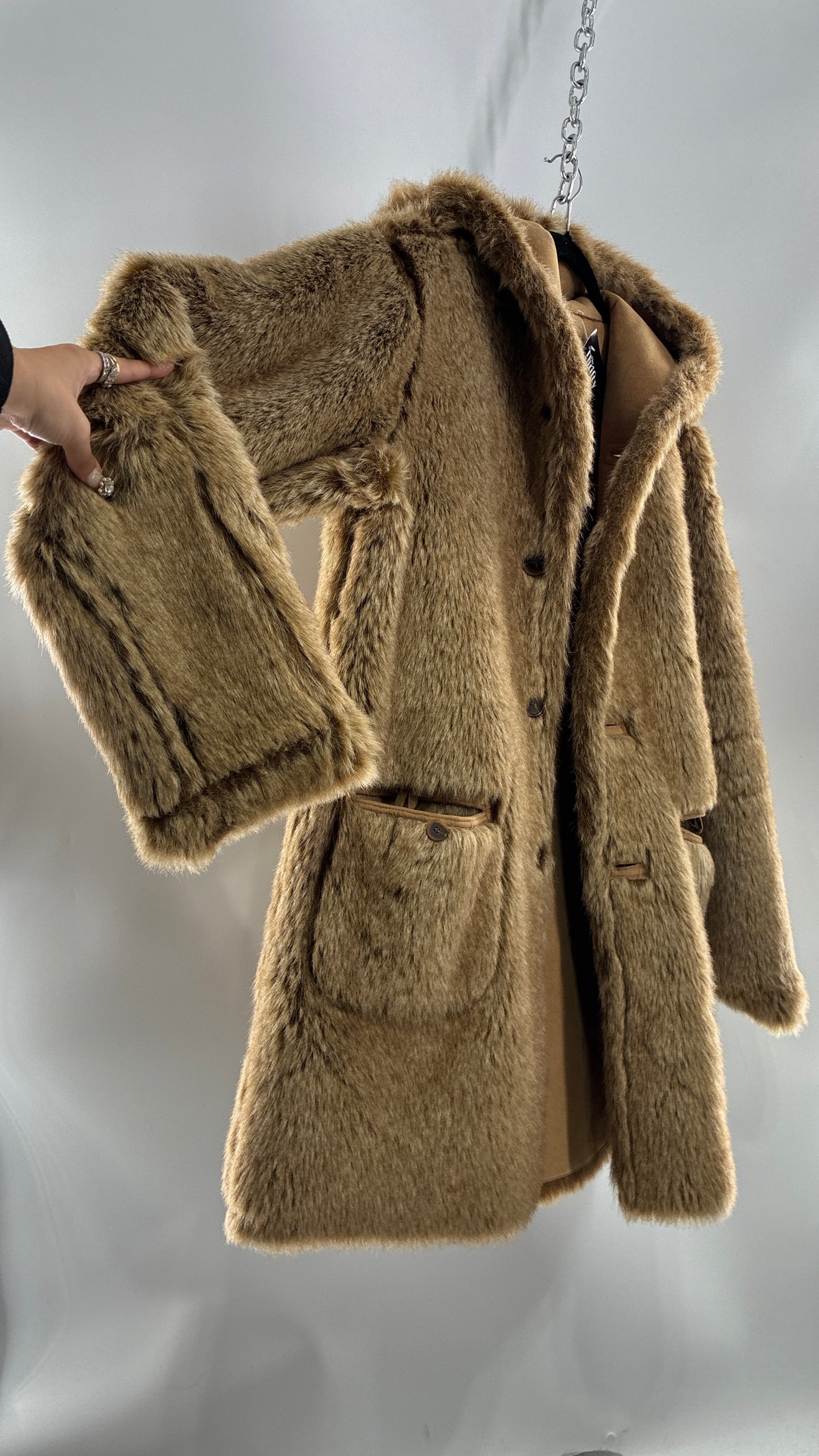 Vintage JONES NEW YORK Reversible Fur and Vegan Suede Coat (Small)