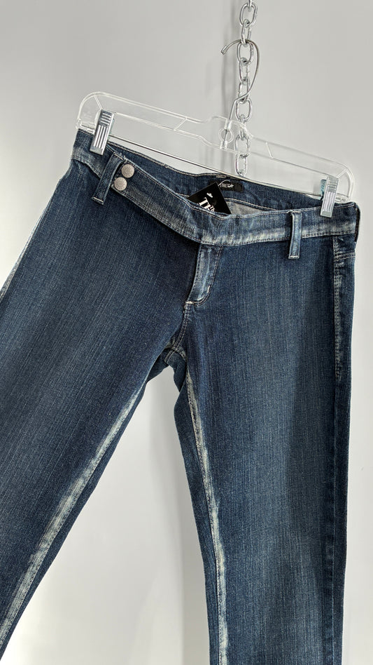 Vintage GUESS CO Ultra Low Rise Jeans with Bleached Seams and Button Side Closure (26)