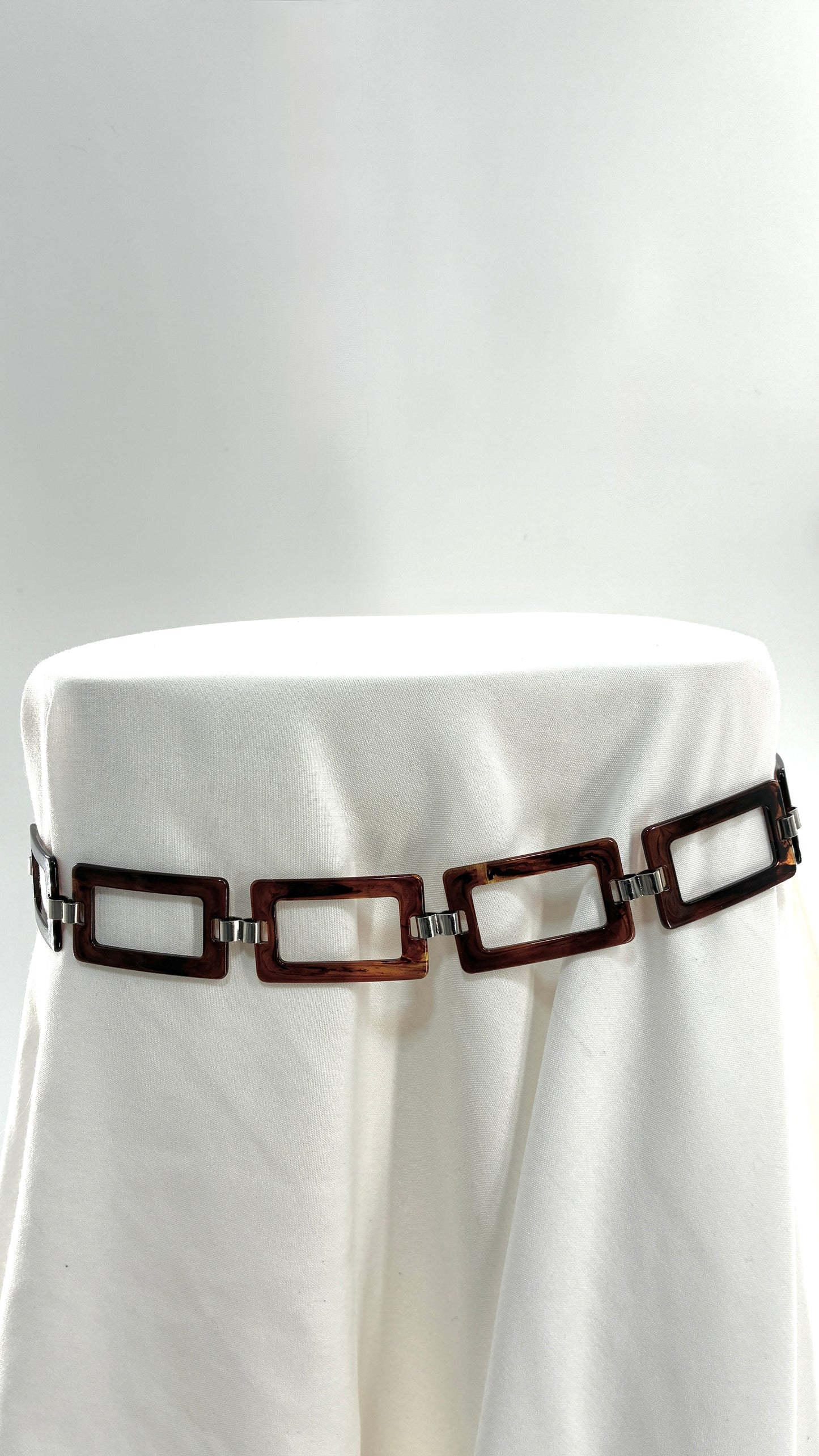 Vintage Rectangular Tortoise Shell Chain Belt (One Size)
