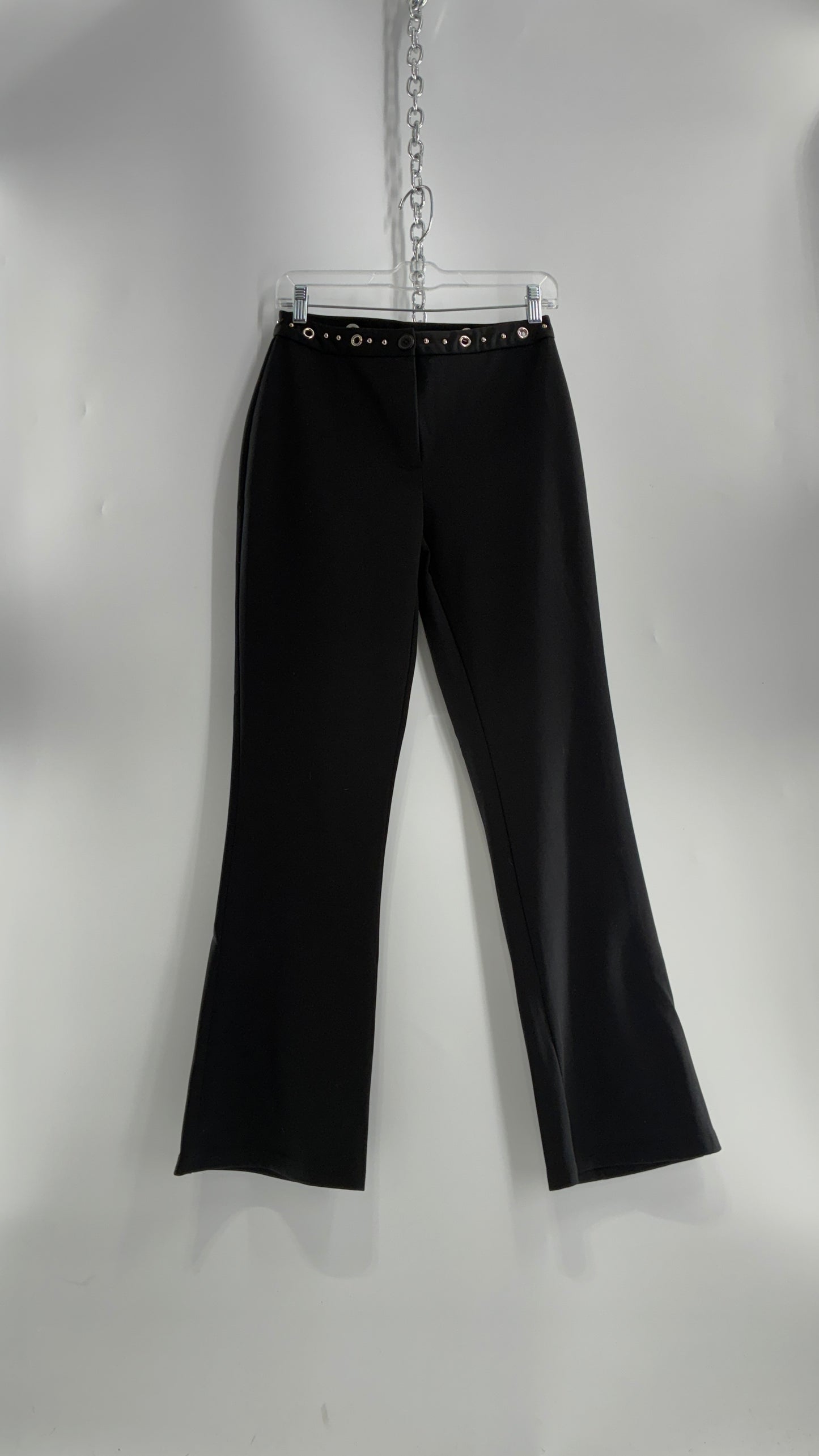 Vintage 1990s JOE BENBASSET Black Kickflares with Studded, Grommet Waistline (5)