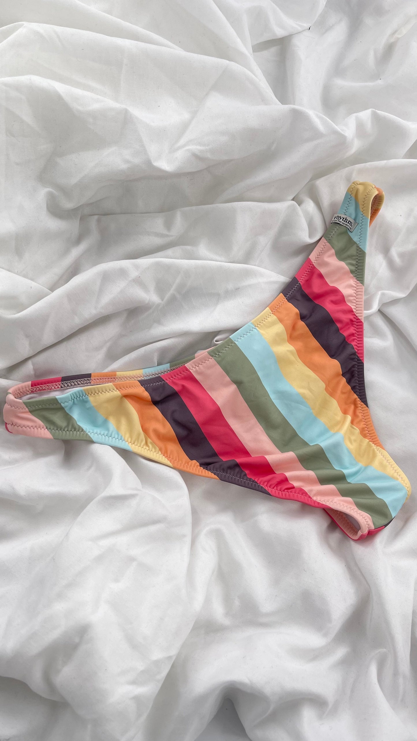 RHYTHM Colorful Striped Cheeky Swim Bottoms (XL)