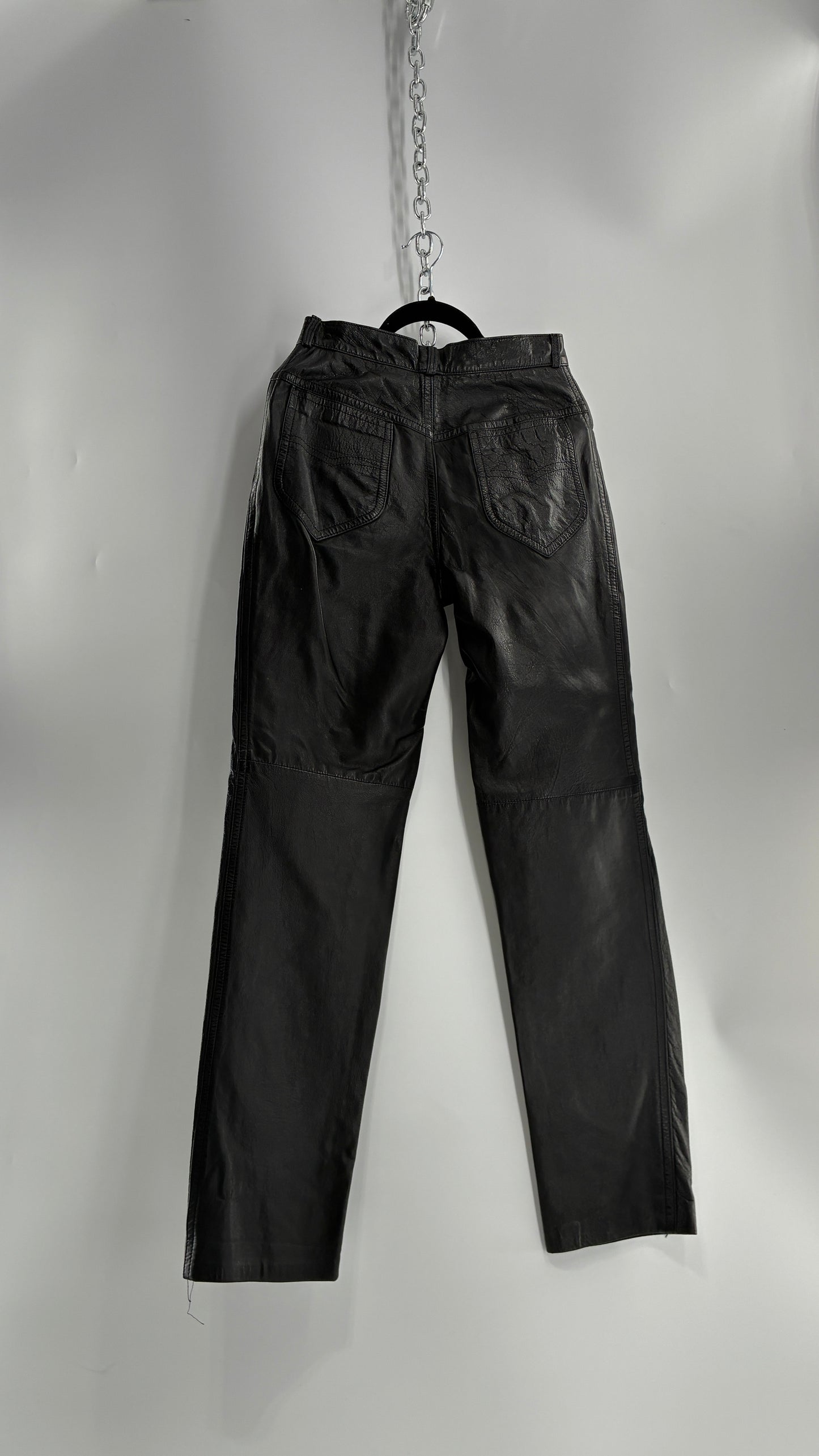 Vintage LILLIE RUBEN High Waisted Black Thin Leather Pants (6)