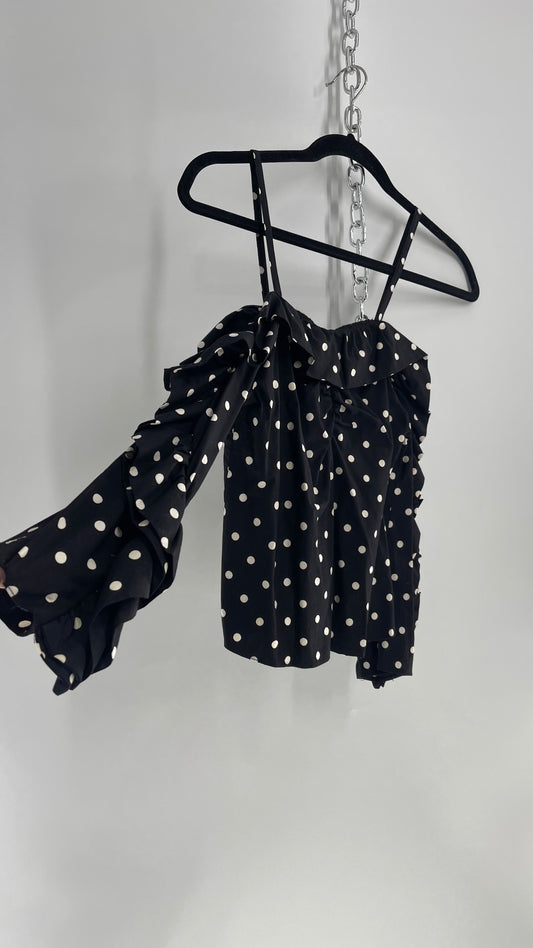 Urban Outfitters Silence and Noise Black and White Polka Dot Ruffle Sleeve Blouse (small)